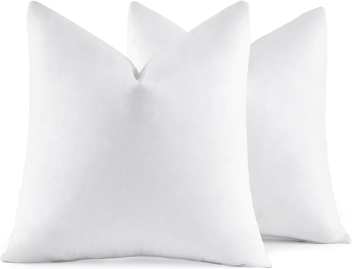 MIULEE 26×26 Euro Pillow Inserts,Set of 2 Down Feather Throw Pillows for Couch Sofa Bed, Decorative Fluffy Throw Pillow Inserts Cotton Fabric,White