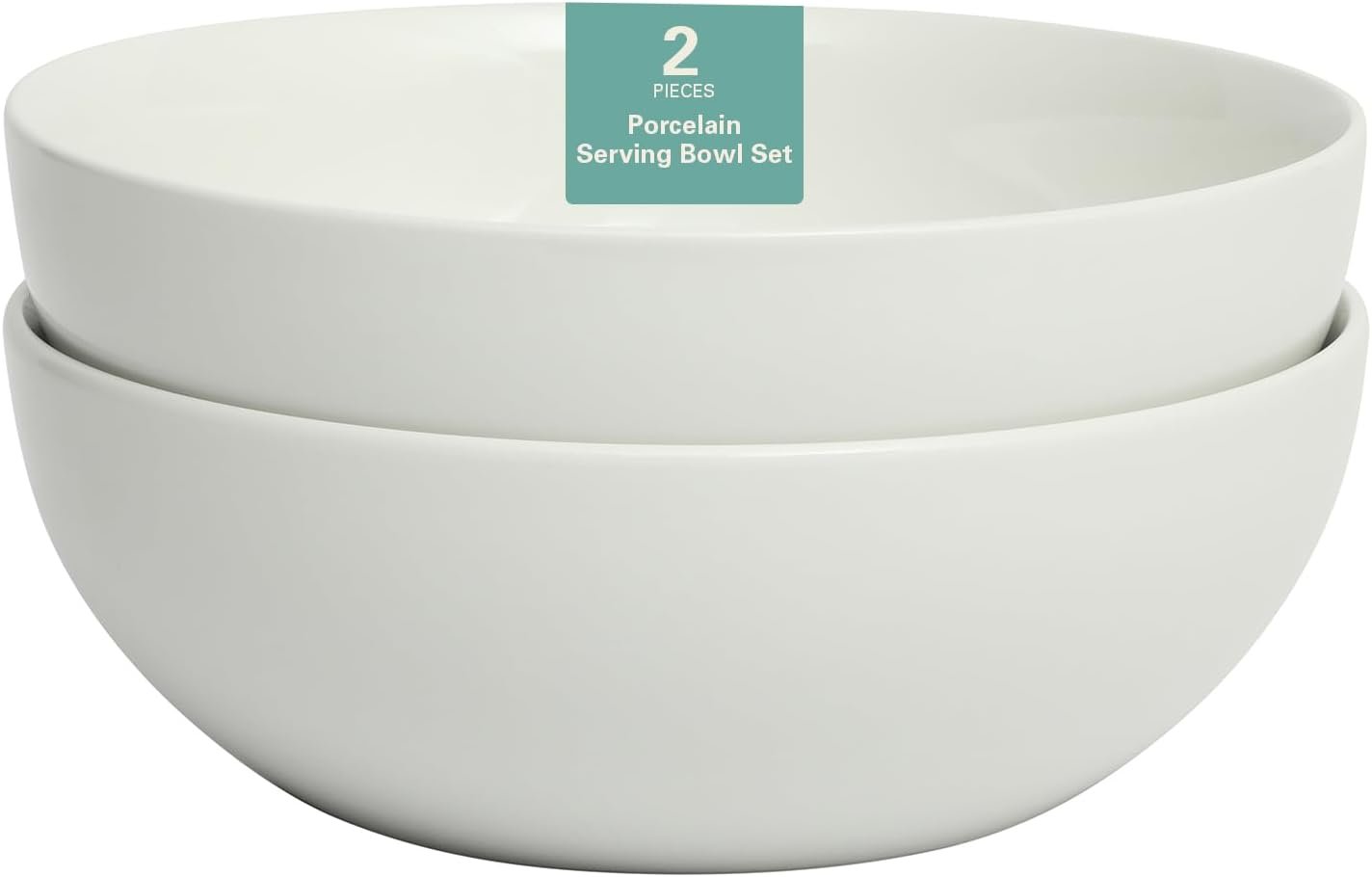 Gibson Home Great Essentials 2 Pack 100 OZ 10″ Deep Salad Serving Bowl Set for Kitchen – Porcelain – Dishwasher and Microwave Safe