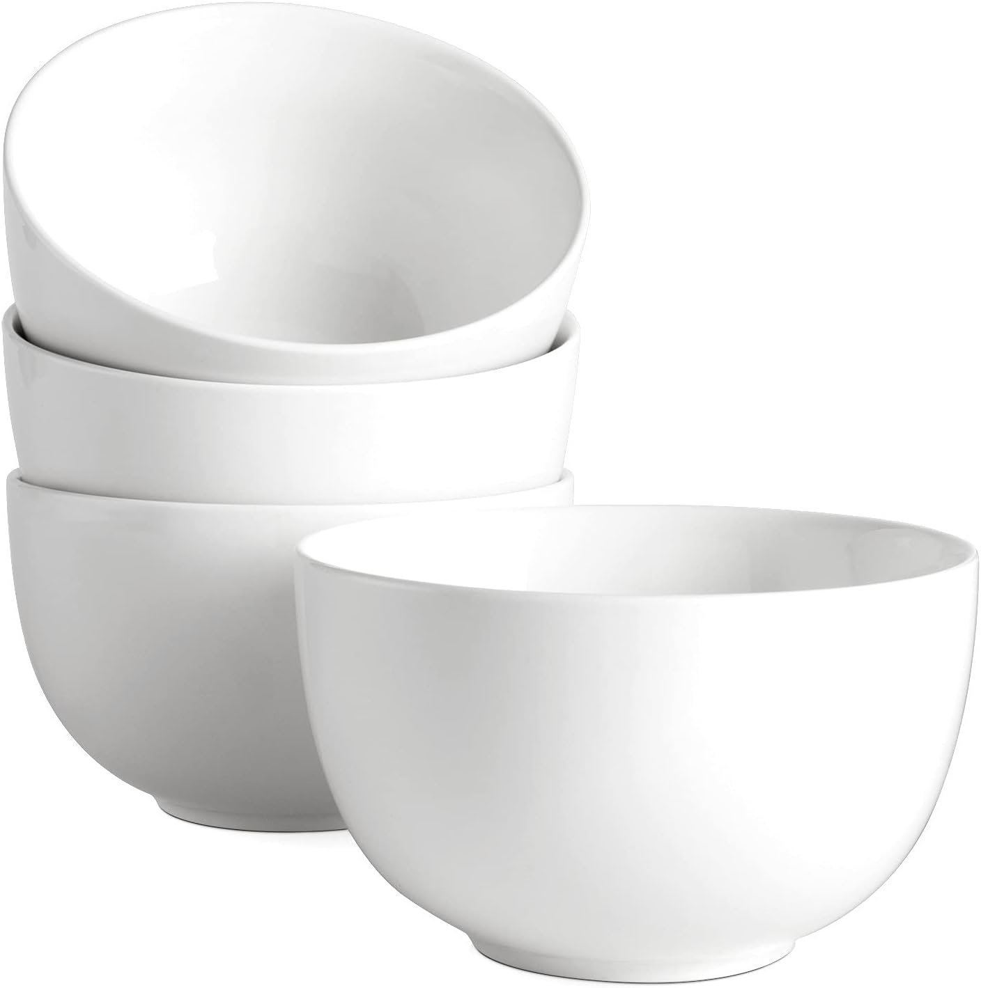 DOWAN 5.8″ Deep Soup Bowls & Cereal Bowls – 30 Ounces Large Bowls Set of 4 for Kitchen – White Ceramic Bowls for Cereal, Soup, Oatmeal, Salad, Ramen, Noodle, Rice – Dishwasher & Oven Safe