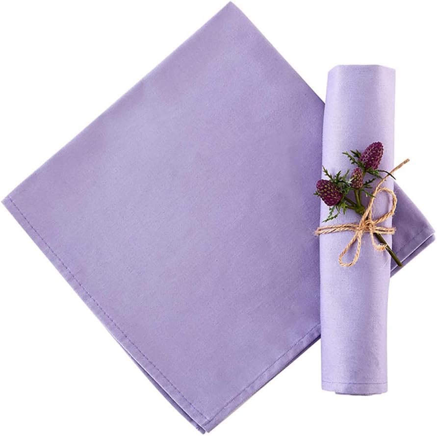 Lavender Cloth Napkins Set of 12, 100% Cotton Napkins, Purple Napkin for Dinner, Table Decorations for Spring Easter,Thick,Soft,Comfortable and Reusable 18″x18″（Lavender）