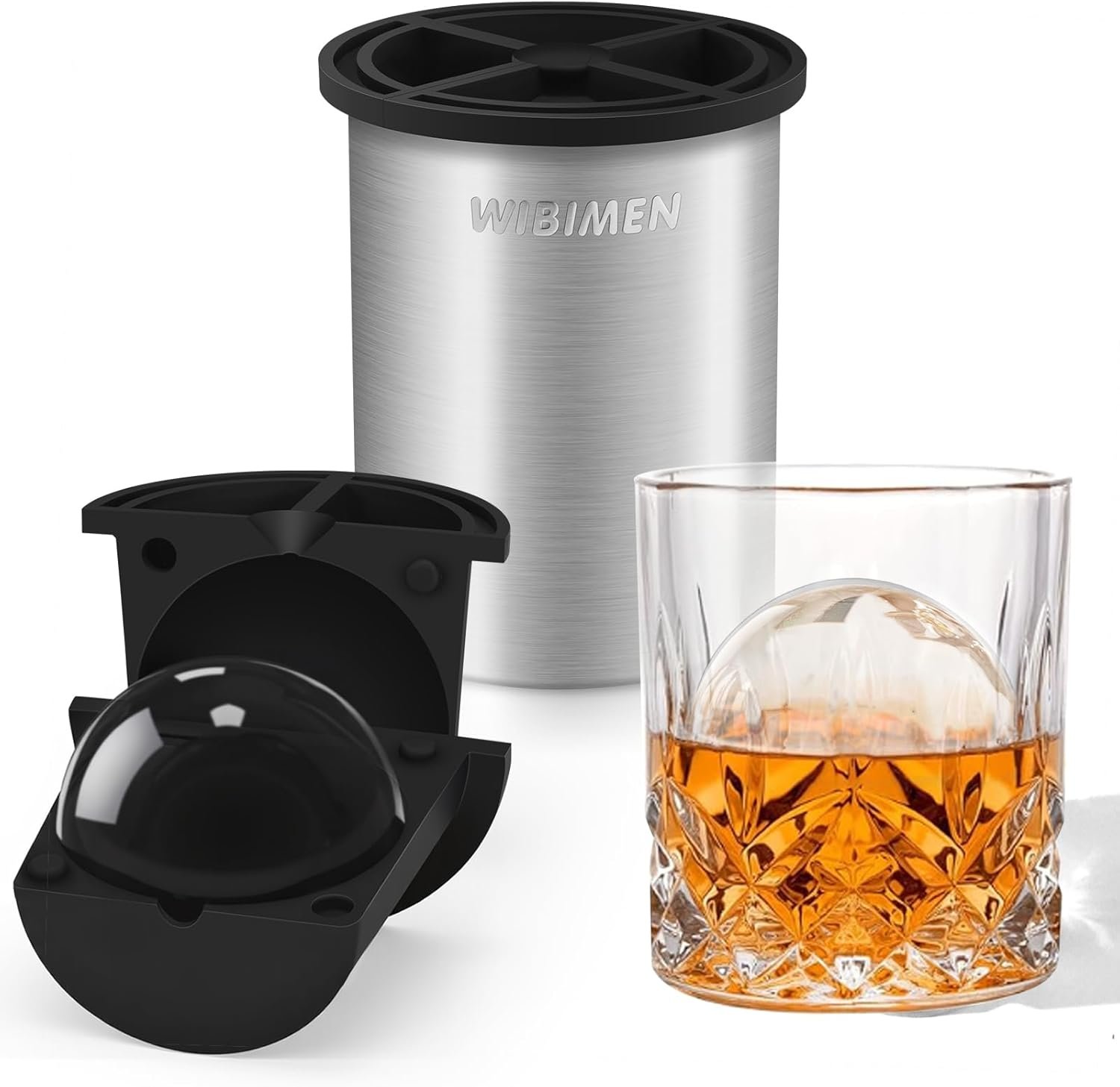 Clear Ice Cube Maker – 2.5″ Ball – Stainless Steel Clear Ice Maker – Compact Design – for Old Fashioned Whiskey Gifts, Cocktail, Bourbon