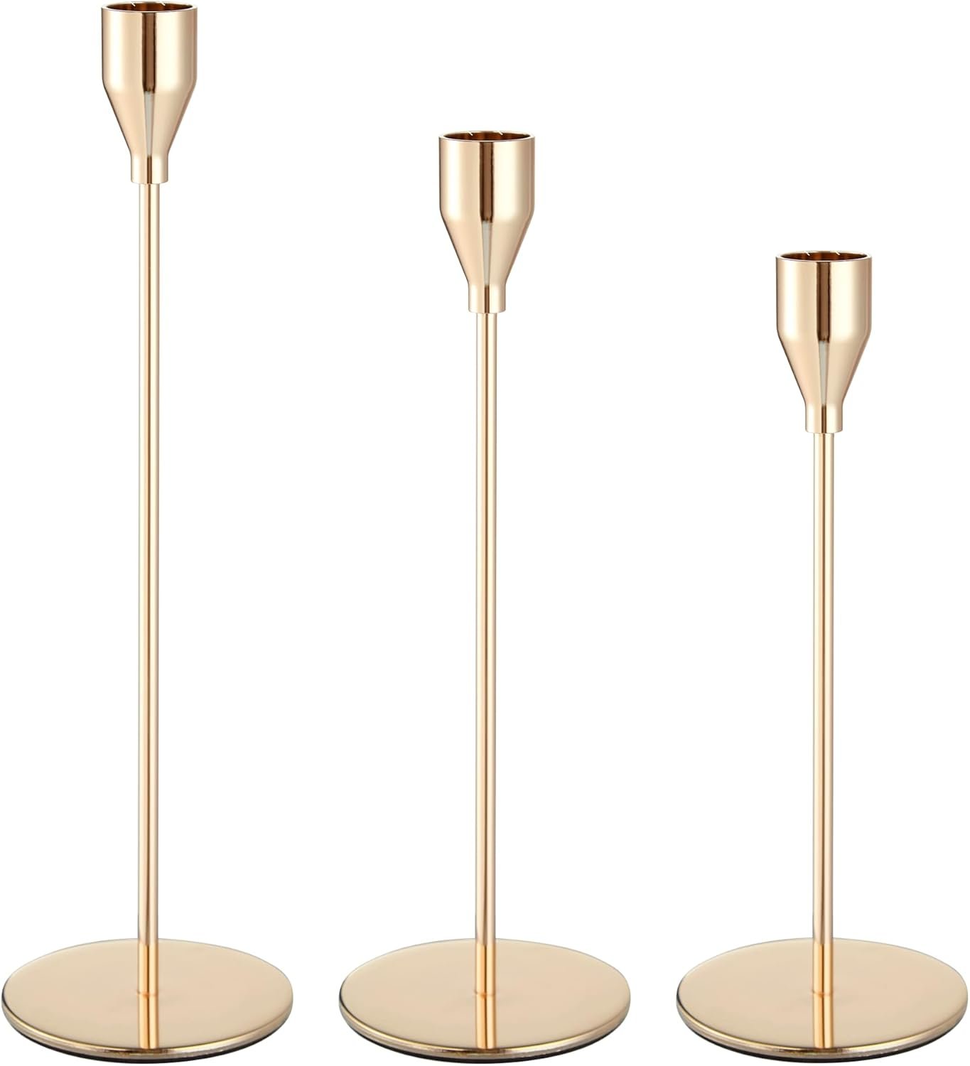Candlestick Holders Taper Candle Holders, Set of 3 Candle Stick Holders Set, Brass Gold Candlestick Holder Set, Vintage Modern Decorative Centerpiece for Table Wedding