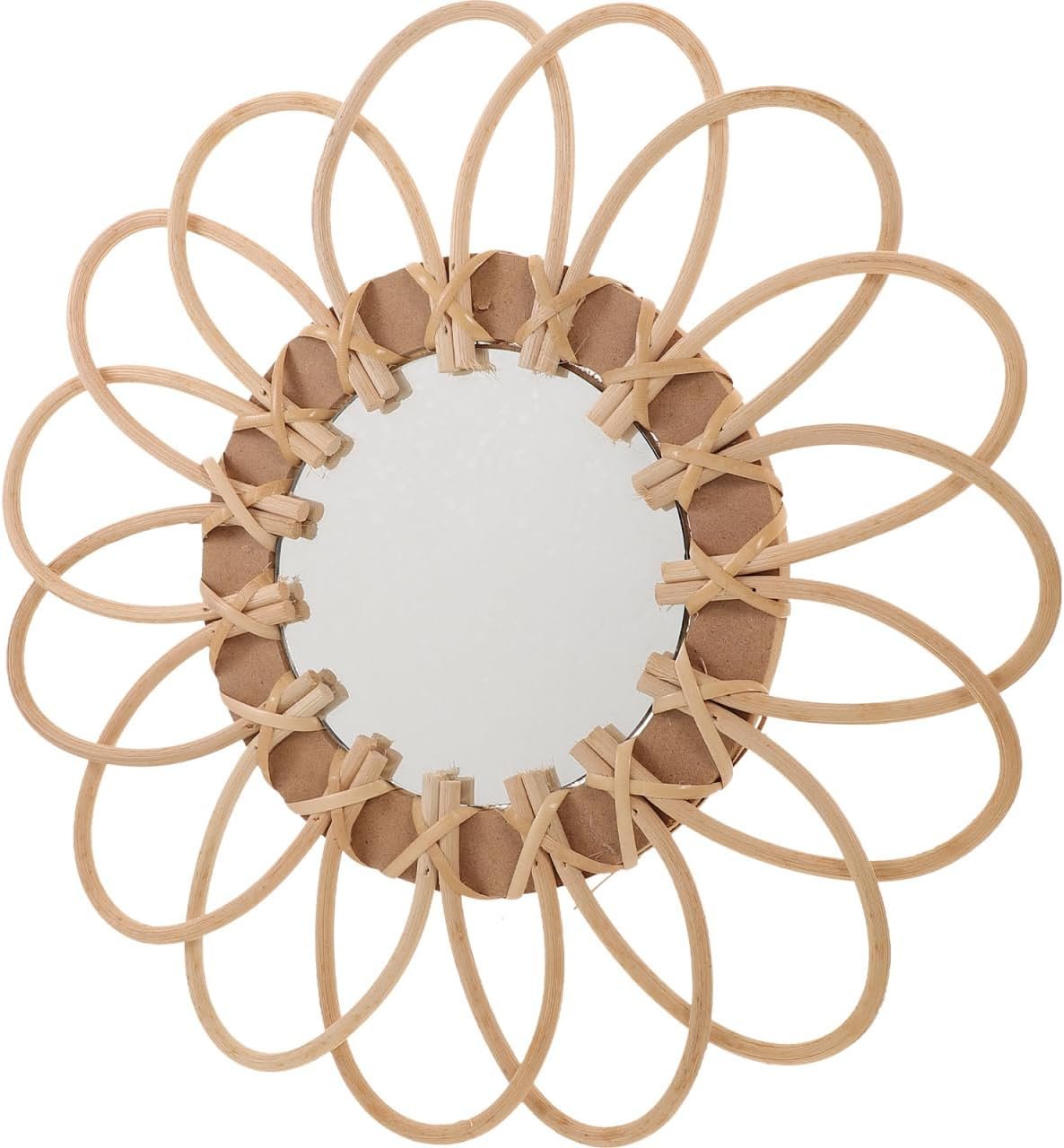 Alipis Handmade Willow Woven Wall Mirror 11.02 Inch Round Decorative Vanity Mirror for Bedroom Makeup Room Entryway Boho Rattan Home D Cor