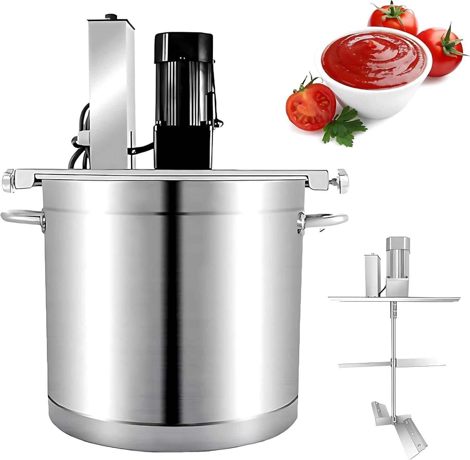 Commercial Automatic Stirrer – Stainless Steel Mixer Machine with 4-Blade Scraper, Adjustable Speed, Pure Copper Motor, Ideal for Soup, Chili Sauce, Beverages, Jam, Porridge (25L)