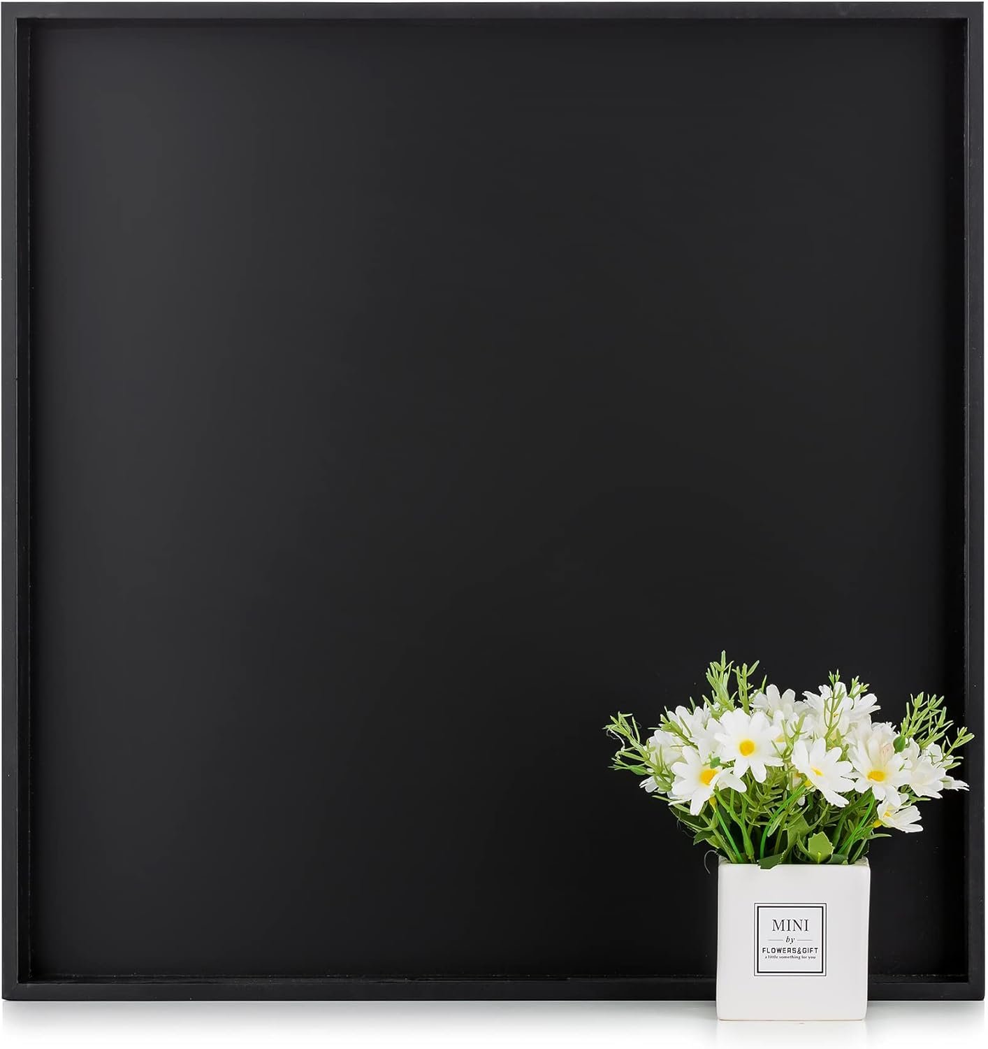 Hanobe Ottoman Tray for Living Room: Modern Extra Large Black Serving Decorative Trays with Cutout Handles for Coffee Table Home Decor, 20″