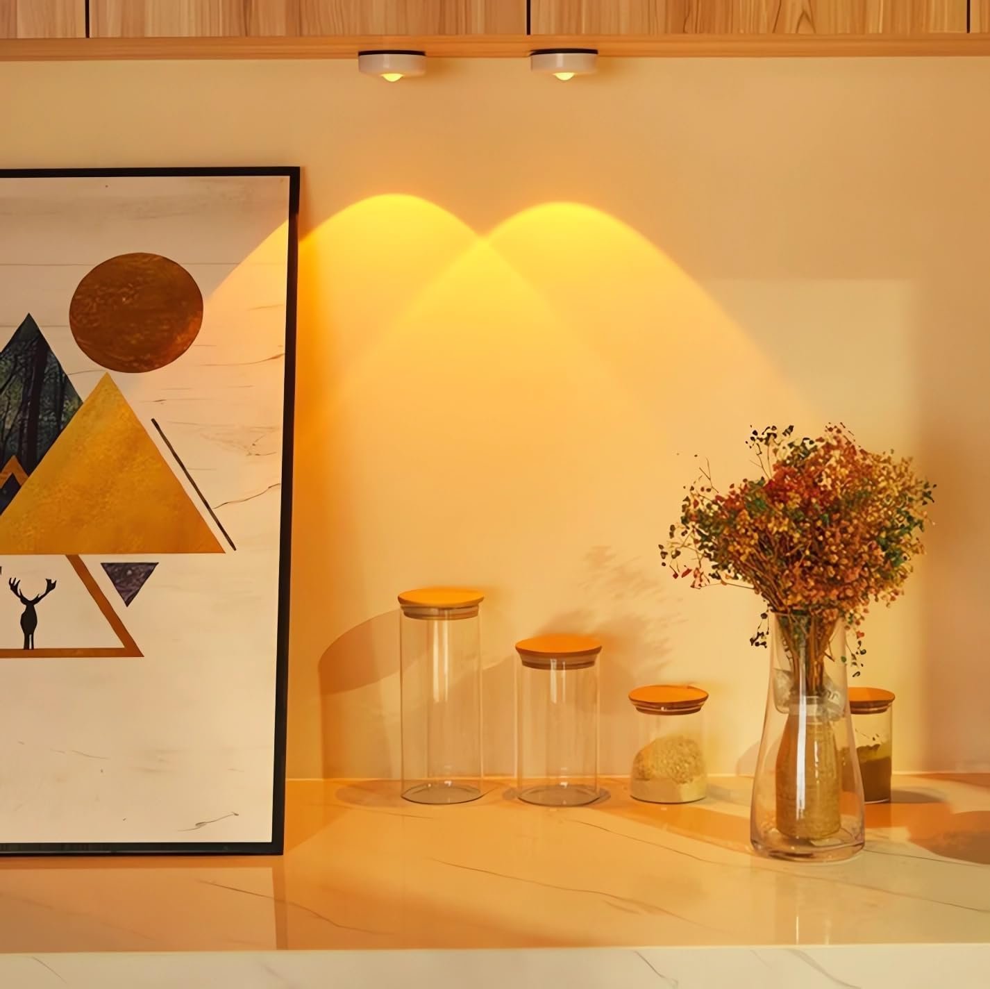 Sunset Light, Romantic Visual Sunset Lamp Projector Light Battery Powered, 2 Levels Brightness & Self-Adhesive Sunset LED Lights, Sunset Night Light for Home/Bedroom/Party/Photography (Sun)