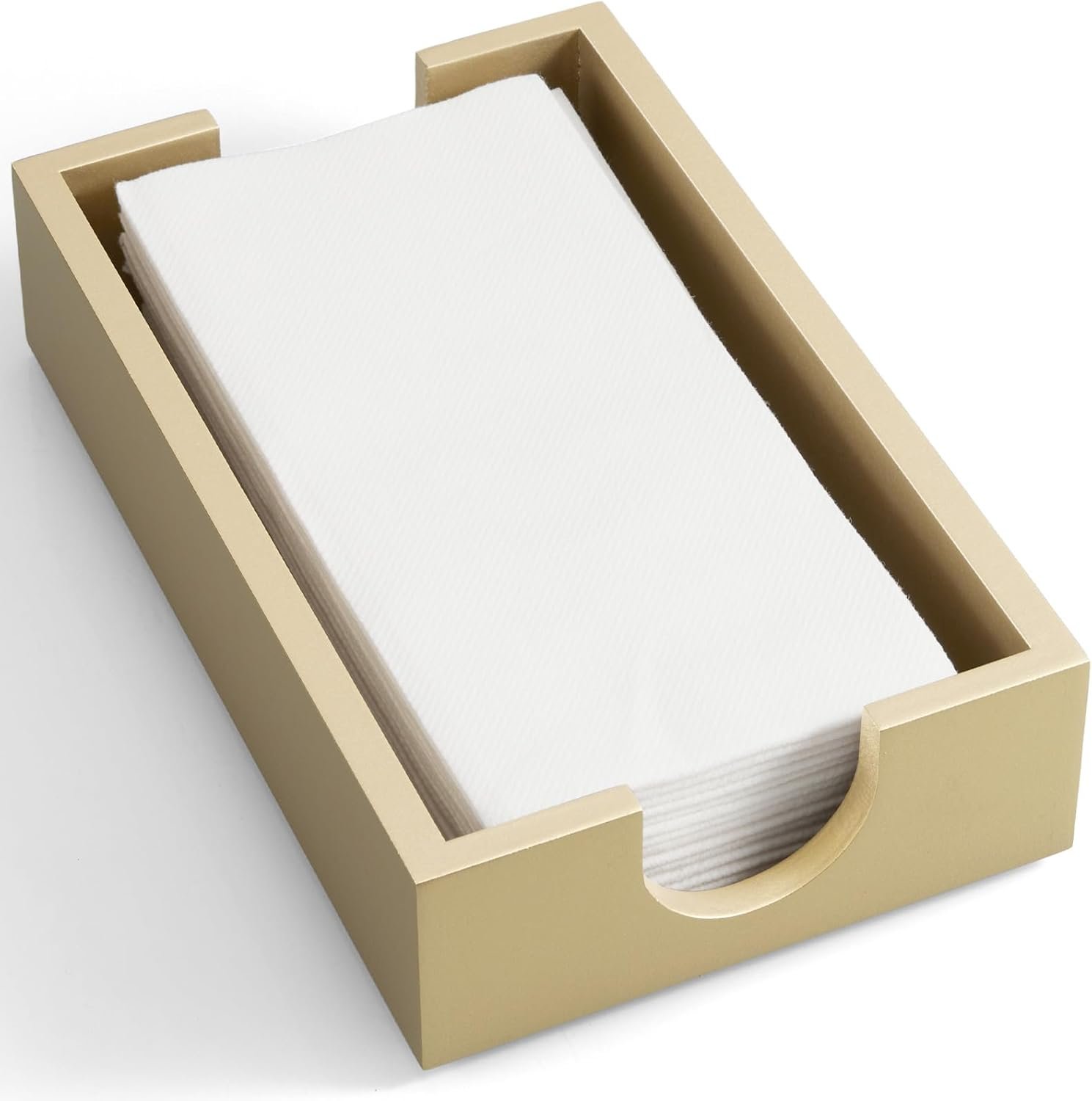 Gold Napkin Holder for Bathroom, Wooden Guest Towel Holder Tray for Bathroom, Disposable Paper Hand Towel Holder for Bathroom Accessories, Dinner Napkin Holder for Kitchen Table Party