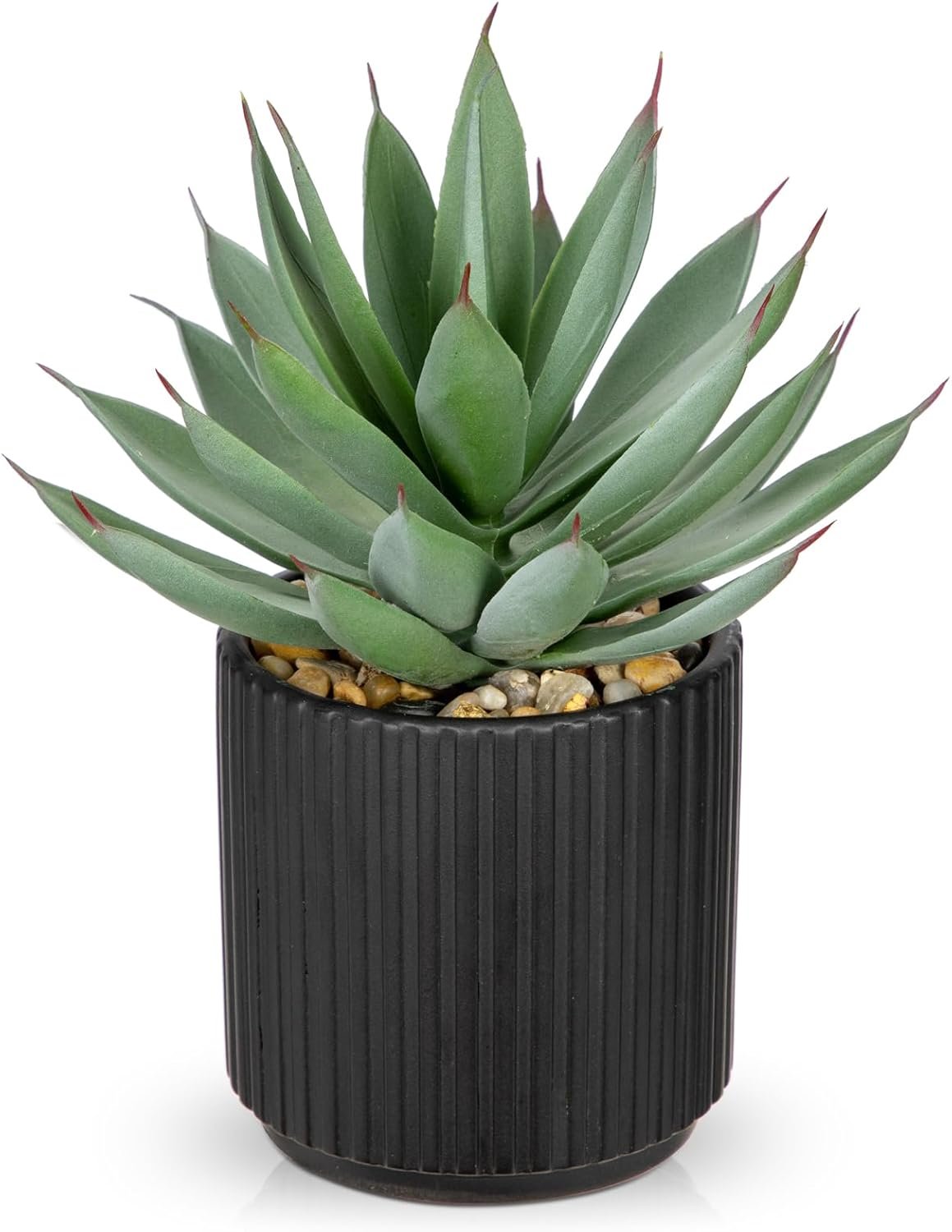 Briful Succulents Plants Artificial for Home Decor, Realistic Potted Fake Agave Plant, Black Ceramic Vase, Cute Aloe Maguey Faux Plant, Shelf Tables Decor, Modern Farmhouse Home Bathroom Decorations