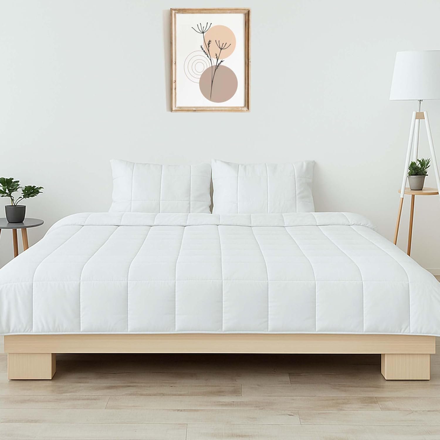 Ultra Soft Comforter, 3 Piece Set – Cooling Tencel Lyocell Comforter with Quilted Pillow Shams, Vegan Eucalyptus Silk, Cool Comforters for Hot Sleepers, Down Alternative, White (Queen)