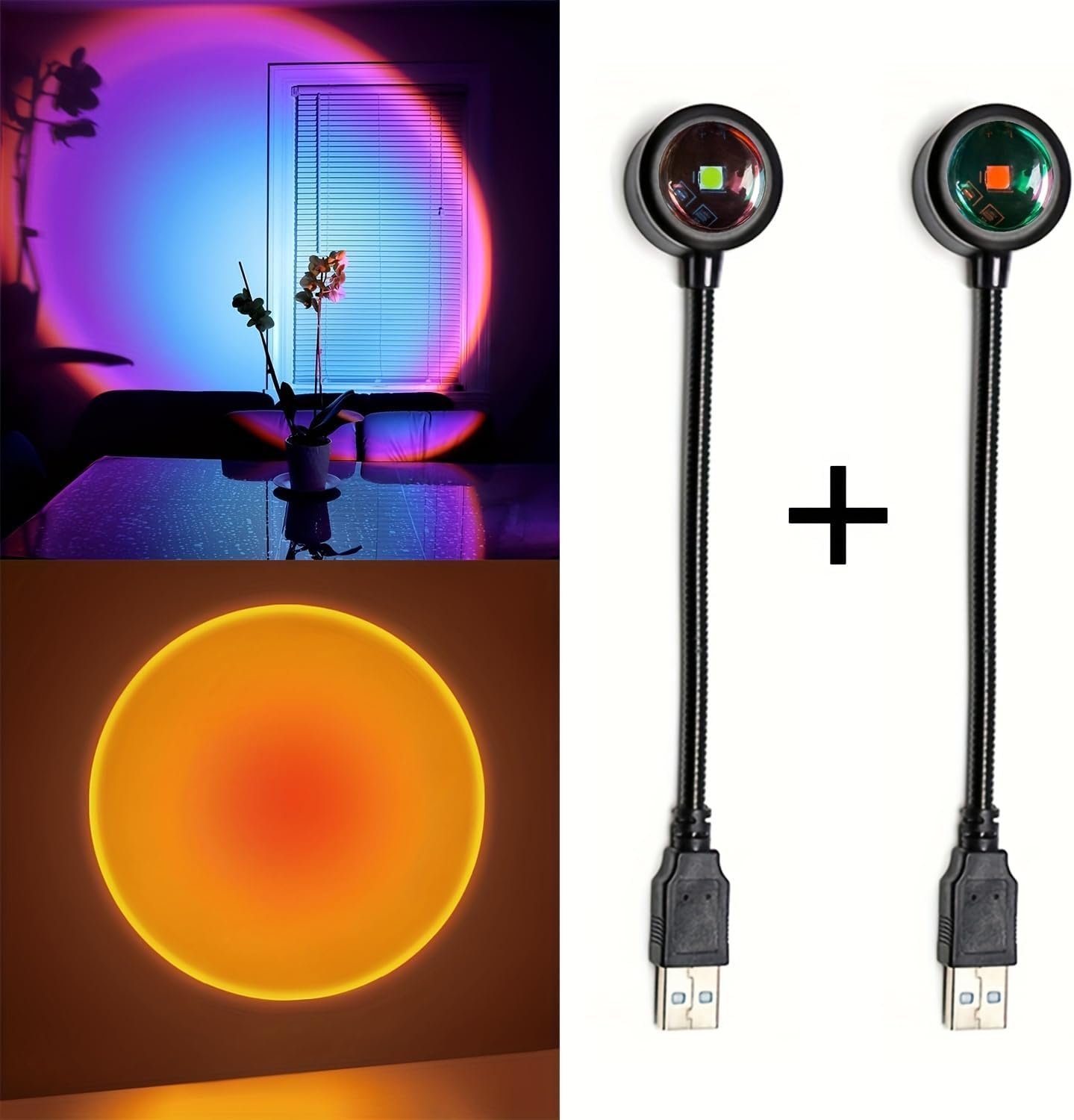 2Pcs Led Sunset Projection Lamp USB Night Light for Home Party and Bedroom Sunset Lamp Projector for Romantic Atmosphere Relaxation