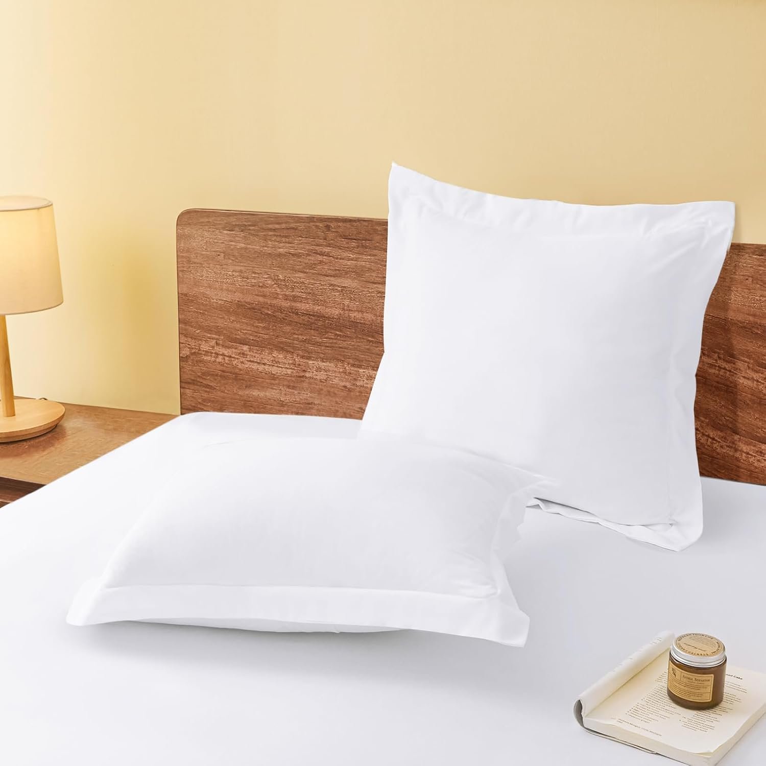 Euro Pillow Shams Set of 2 White Pillow Shams Soft Microfiber Pillow Covers with Envelope Closure, Fade, Wrinkle and Shrink Resistant Bed Pillow Cases, 26 × 26 Inches