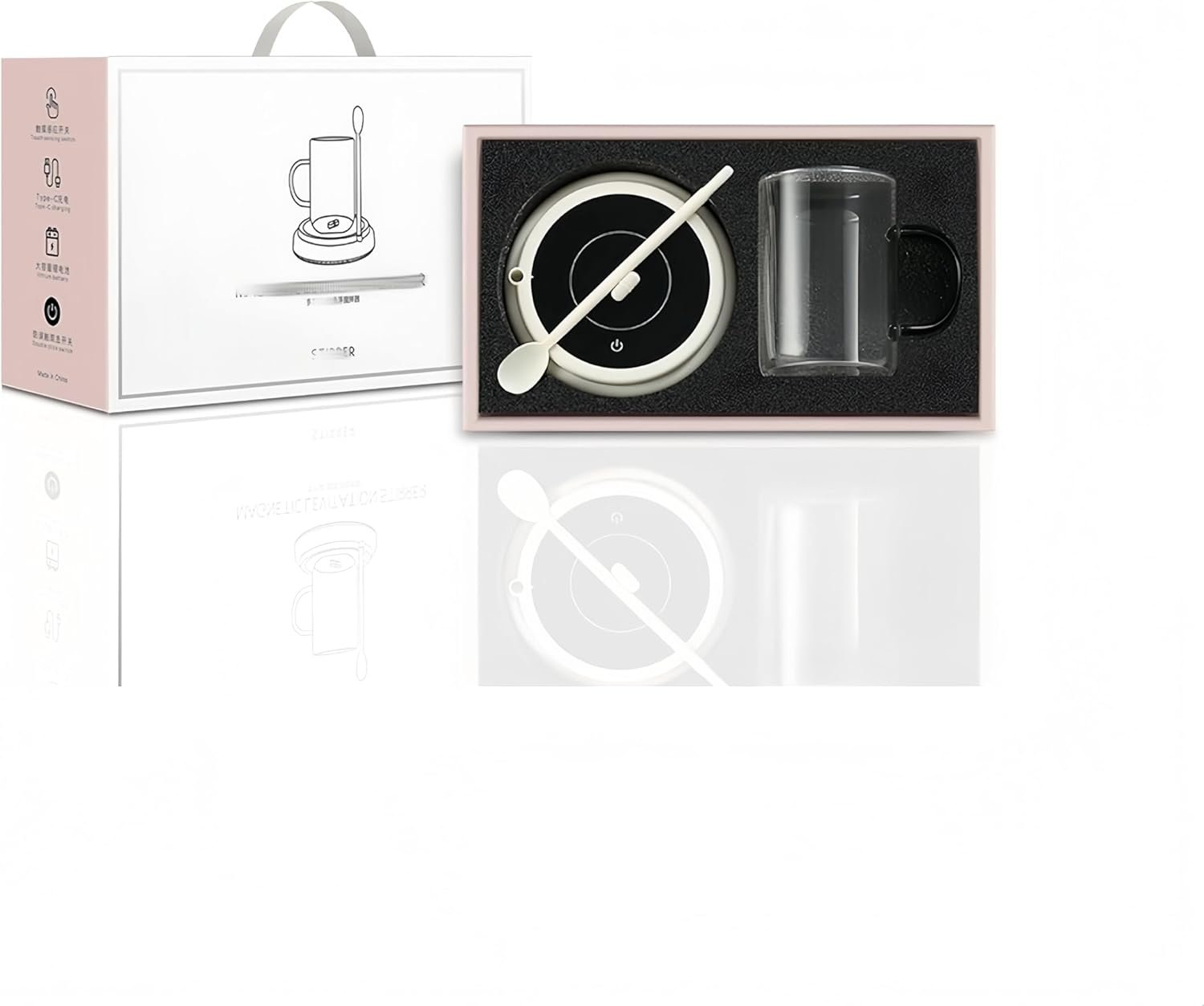 Automatic Magnetic Stirrer, 10000 RPM Electric Stirrer Cup for Coffee & Protein Shakes, Hands-Free Mixer to Prevent Lumps in Milk, Powder, Wine, with USB Charging (white Set)