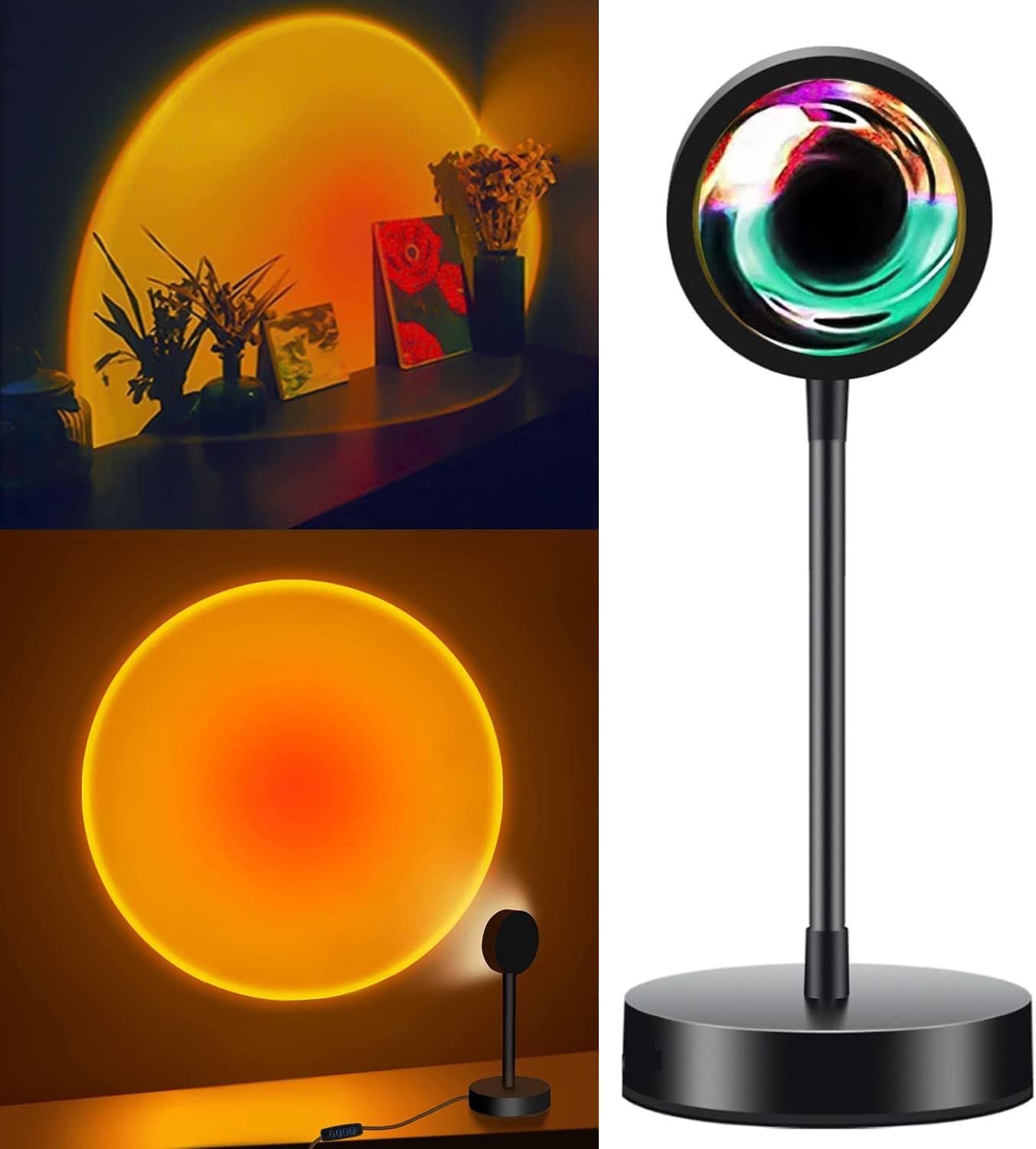 PIVBY Sunset Projection Lamp, 360 Chill Vibe Dimmable LED Night Light for Kids/Office Ambiance Decor