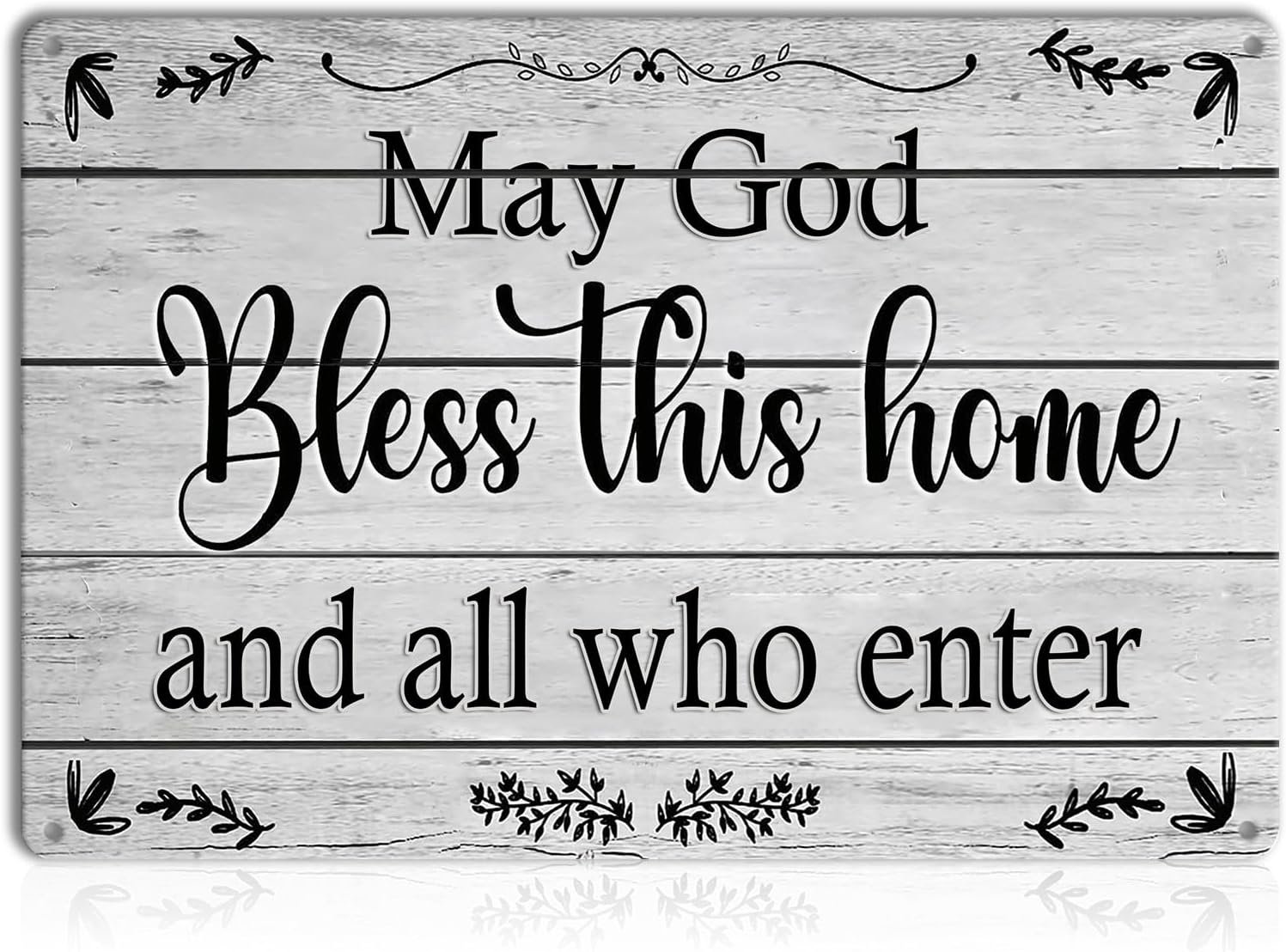 May God Bless This Home Wall Decor – Blessed Tin Sign for Christian Decoration – Rustic Family Welcome Sign for Front Door or Kitchen – Vintage Housewarming Gift for New Home – 8×12 Inch Metal Wall Art