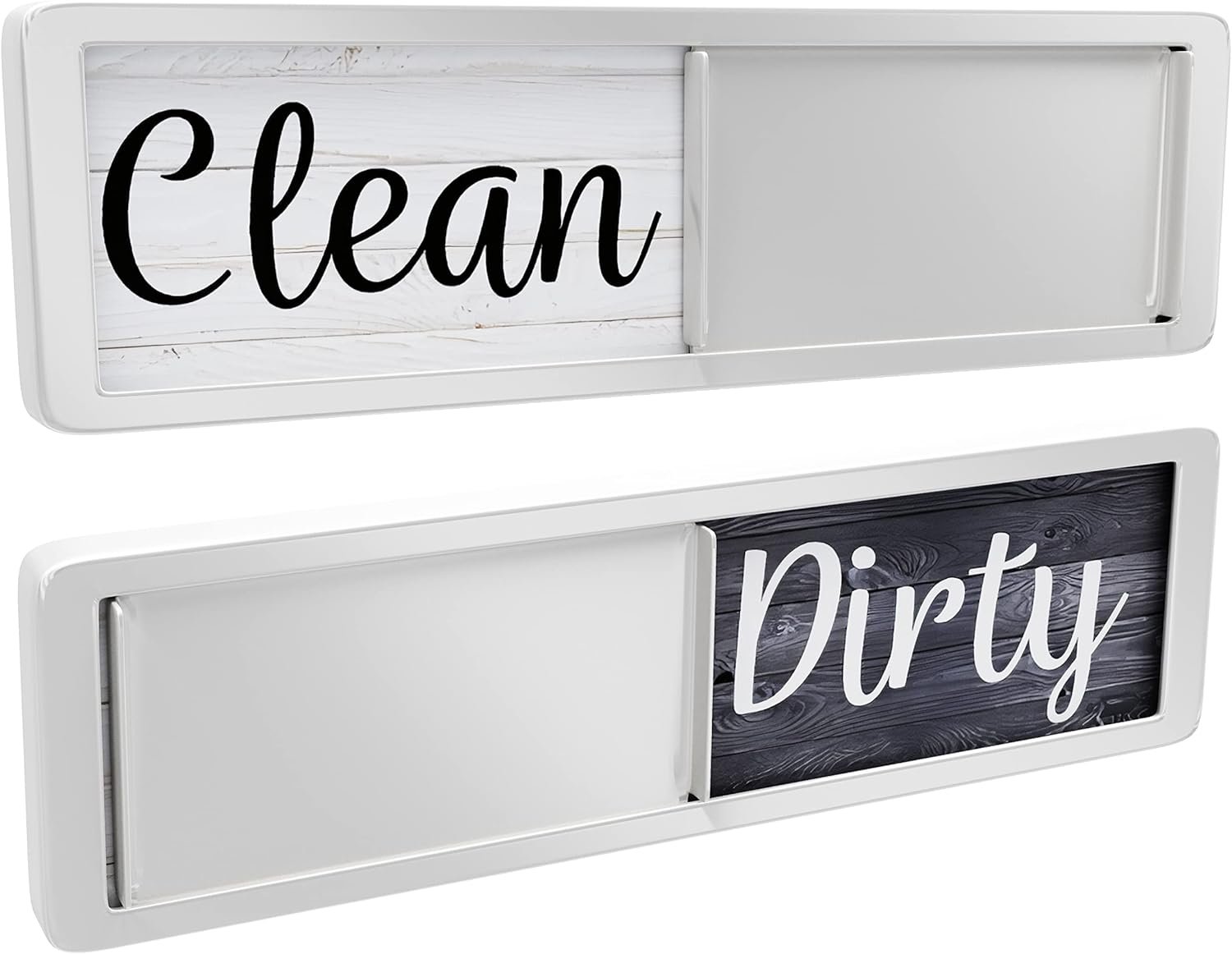 Dishwasher Magnet Clean Dirty Sign, Clean Dirty Magnet for Dishwasher, Rustic Farmhouse Kitchen Decor, Magnetic Dish Washer Sign Indicator, Sliding Rustic Dish Washer Signs, Black & White Wood