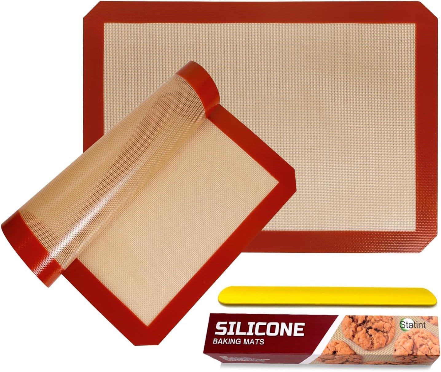STATINT Non-Stick Silicone Baking Mat, Premium Food Safe – Pack of 2, for Cookie Oven Reusable Mat, 16.5″ x 11.6″