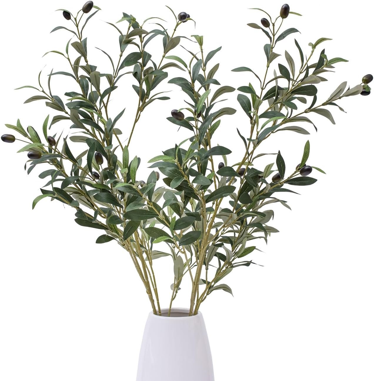 39 Inch Artificial Olive Branch Greenery Stems Fake Plants with 222 Leaves for Vase Faux Olive Branches Home Decor Indoor 2PCS