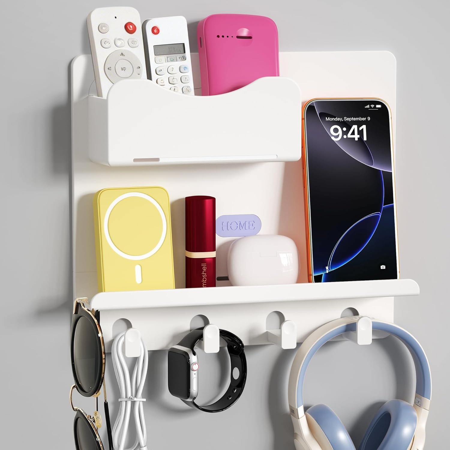 Floating Shelves for Bedside Shelf Accessories Organizer, Wall Mount Self Stick On, Cute Room Decor Aesthetic, Girls Room Decor, Cool Stuff for Bedroom Storage and Organization White