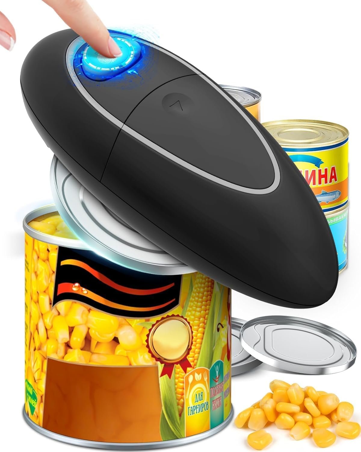 One Touch Electric Can Opener Fits All Can Sizes for Seniors with Arthritis, Battery Operated Can Opener with Smooth Edge, Food Safe Kitchen Gadgets Automatic Can Opener for Kitchen
