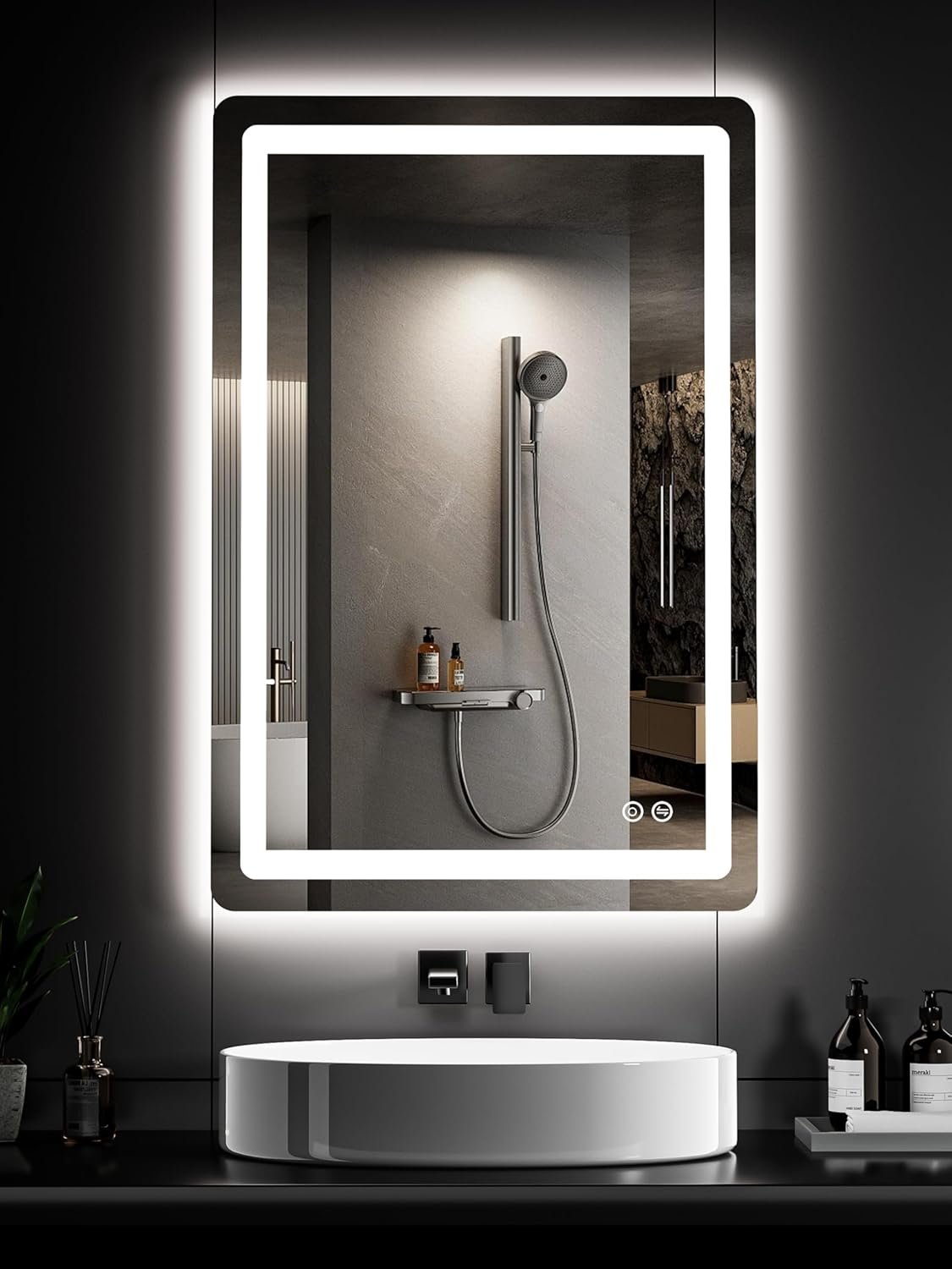 36″x24″ LED Bathroom Vanity Mirror with Lights, Front and Backlit Wall Mirror, Anti Fog, Dimmable 3 Color Lighting, Memory Function, Shatterproof Glass, Plug in or Hardwired