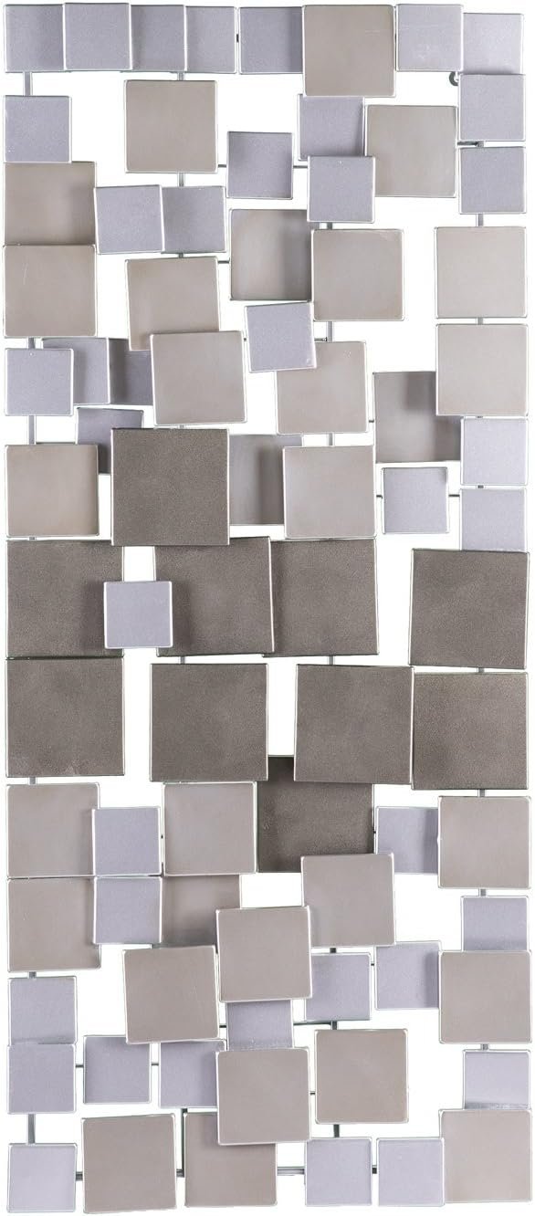 SEI Furniture Wavson Wall Sculpture, Geometric 3D Design, Unique Mounting Wall Art, Silver, 47.00″ x 2.25″
