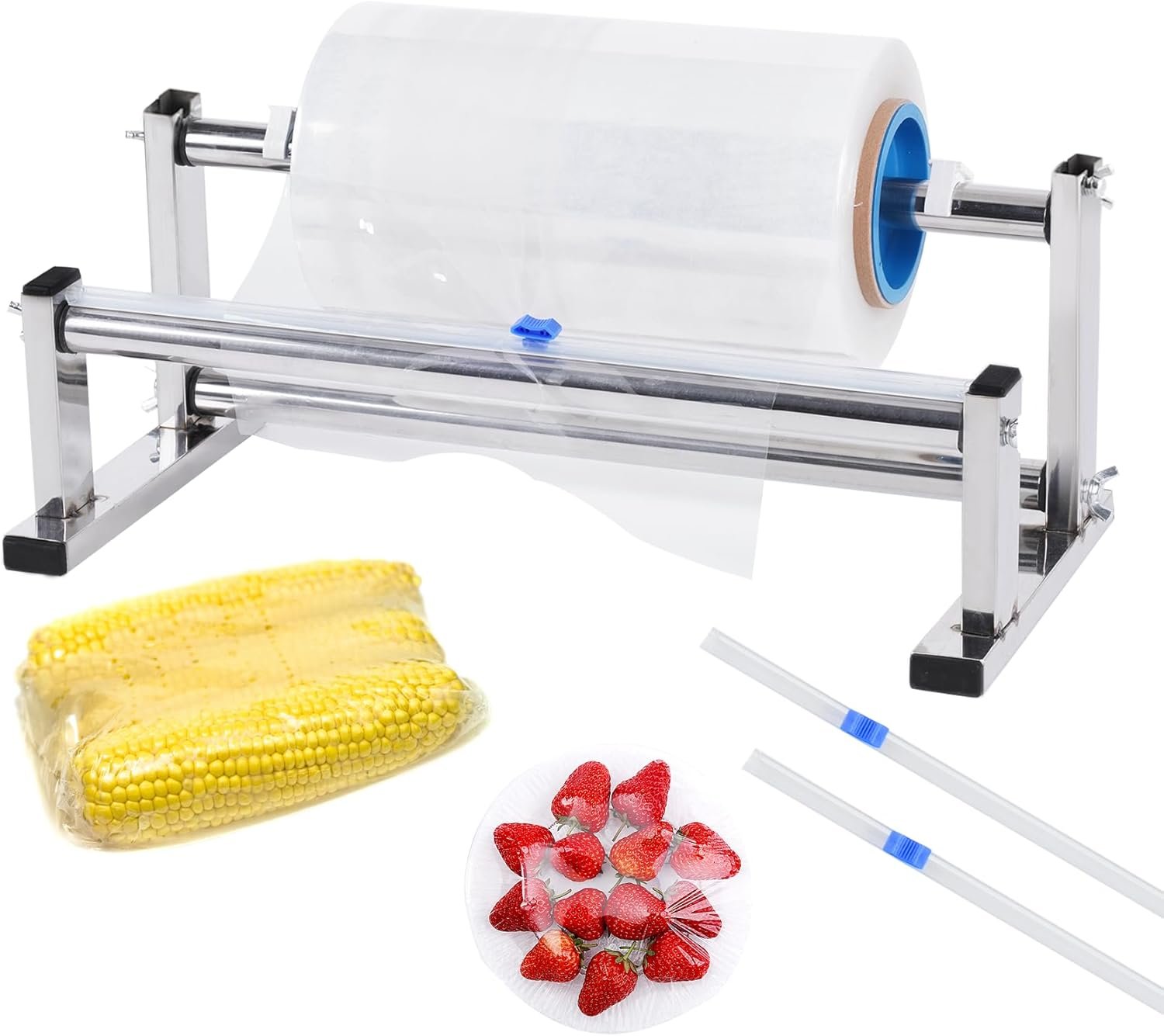 Stretch Film Wrap Dispenser with Cutter, 13.78 inch Table Stretch Film Wrapping Machine, Manual Stainless Steel Industrial Commercial Packing Machine