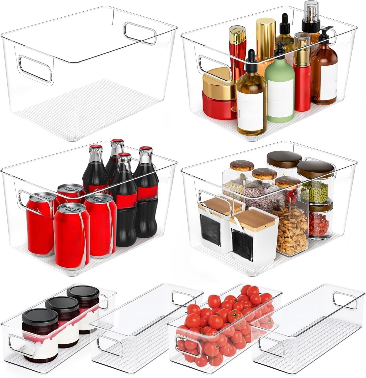 Clear Plastic Storage Bins 8 Pack – Pantry Organizers and Storage, Fridge Organizer Containers for Kitchen, Cabinet, Freezer, Bathroom, Clost, Home Organization