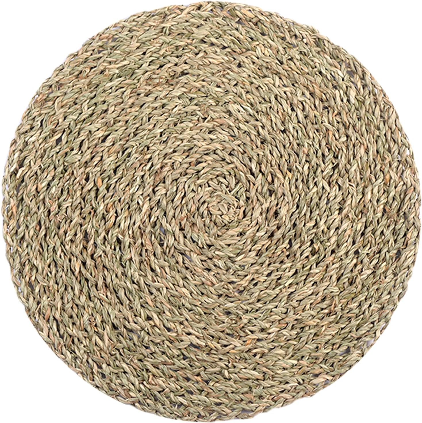 Round Placemats Set Of 6, Table Mats, Rattan Chargers For Dinner Plates, Seagrass Place Mats, Woven Placemats, Wicker Chargers For Dinner Plates, Manteles Individuales De Mesa, Diameter 13.4 In