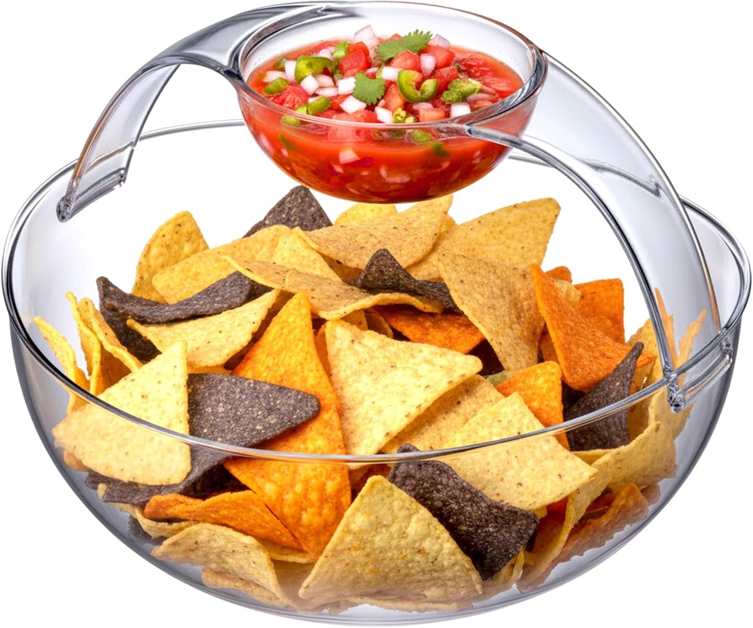 Amazing Abby – Charlotte – Plastic Chip and Dip Bowl, Clear Serving Platter, Unbreakable Party Appetizer Tray, BPA-Free, Dishwasher-Safe, Great for Chips, Salsa, Veggies, Snacks, and More