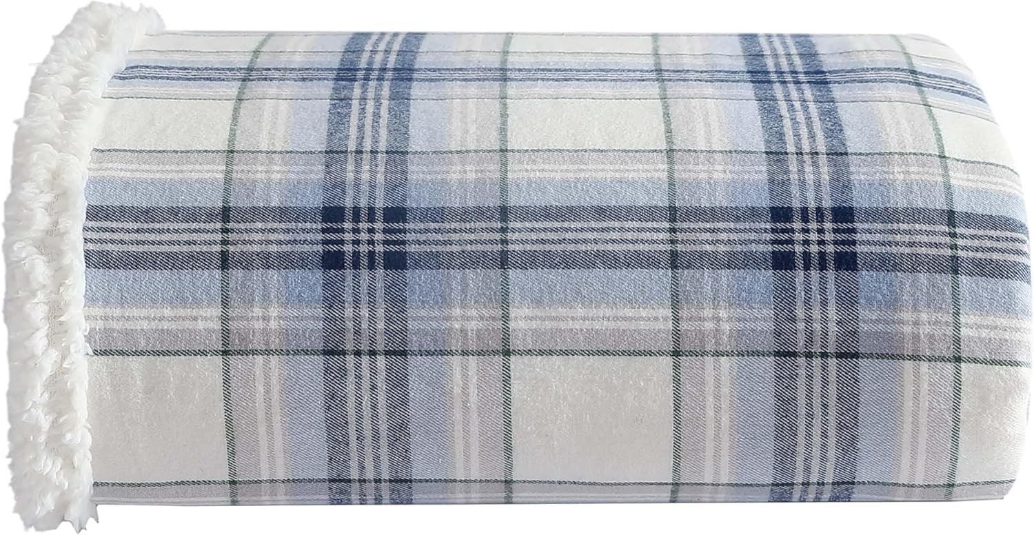Eddie Bauer – Blanket, Super Soft Reversible Sherpa & Brushed Fleece Bedding, Throw Blankets for Couch, Ideal for Lounging (Edgewood Plaid Blue)
