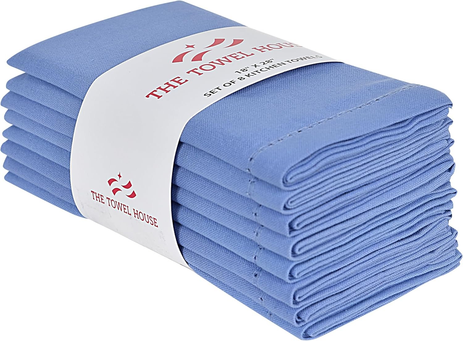 Premium Cotton Dinner Napkins – Soft and Highly Absorbent, Mitered Corners, Hemstitch Finish, Perfect for Weddings, Banquets, and Home Dining – 18×18 Inches, Blue (Set of 8)