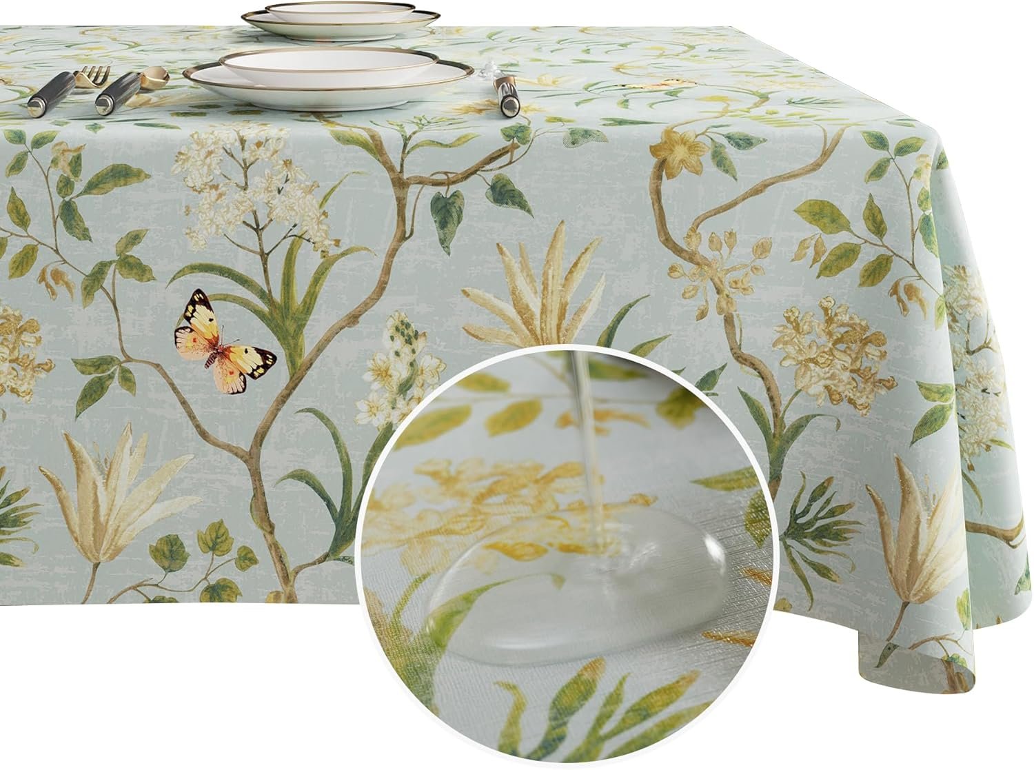 Rectangle Table Cloth,100% Waterproof Tablecloth Oil Proof Spill Proof Vinyl Table Cloth, Wipe Clean Plastic Table Cover for Dining, Camping, Indoor and Outdoor 52″ x 70″,Leaves