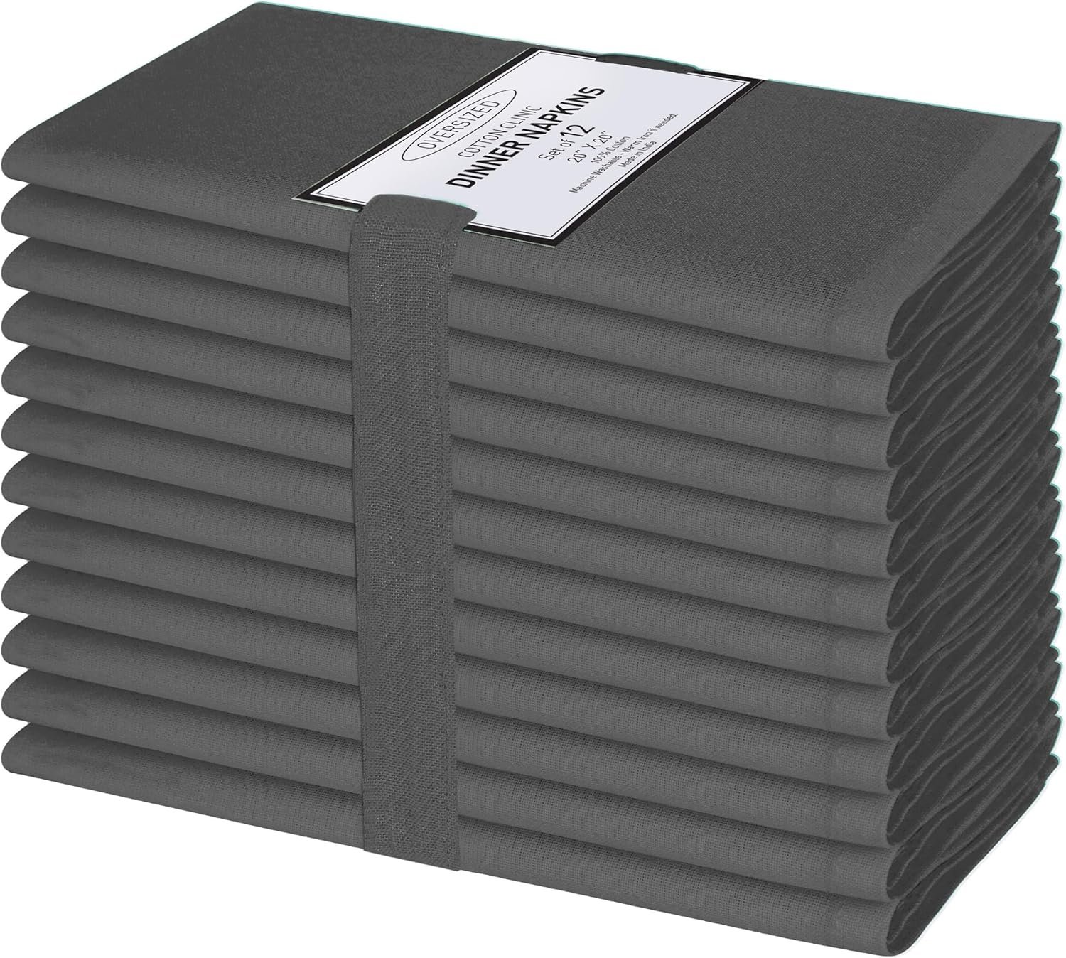 Cotton Clinic Cloth Dinner Napkins Set of 12 – Perfect Everyday Use Table Napkins – Soft Durable Washable – Ideal for Party Wedding Christmas Easter -20×20 inch Dark Grey