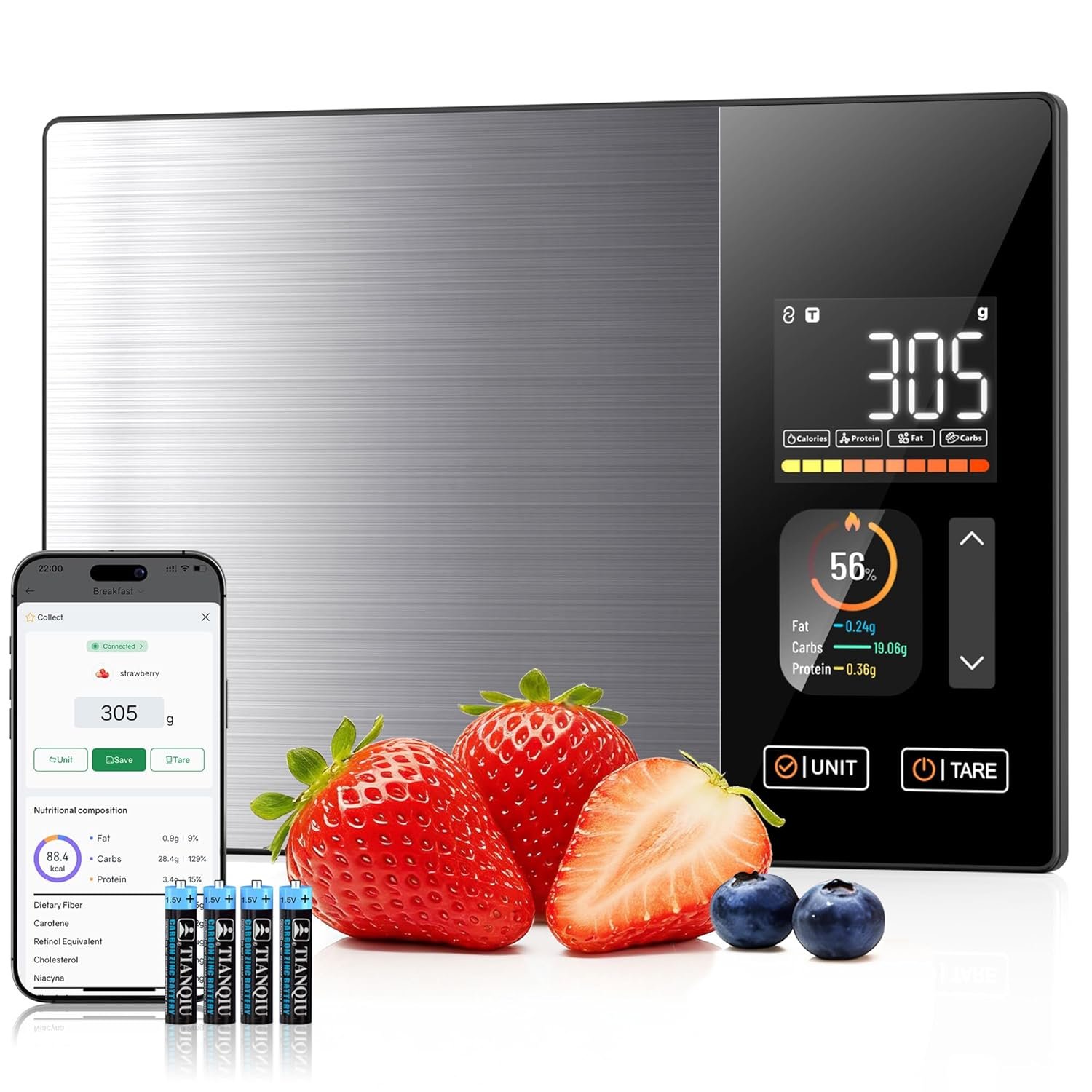 Smart Food Scales Calorie Counting Nutrition Food Scale with Free App & Bluetooth,Tracks 23 Nutrients,Dual Display with Nutrition Info,Offline Mode–for Calorie Control,Weight Loss &Fitness