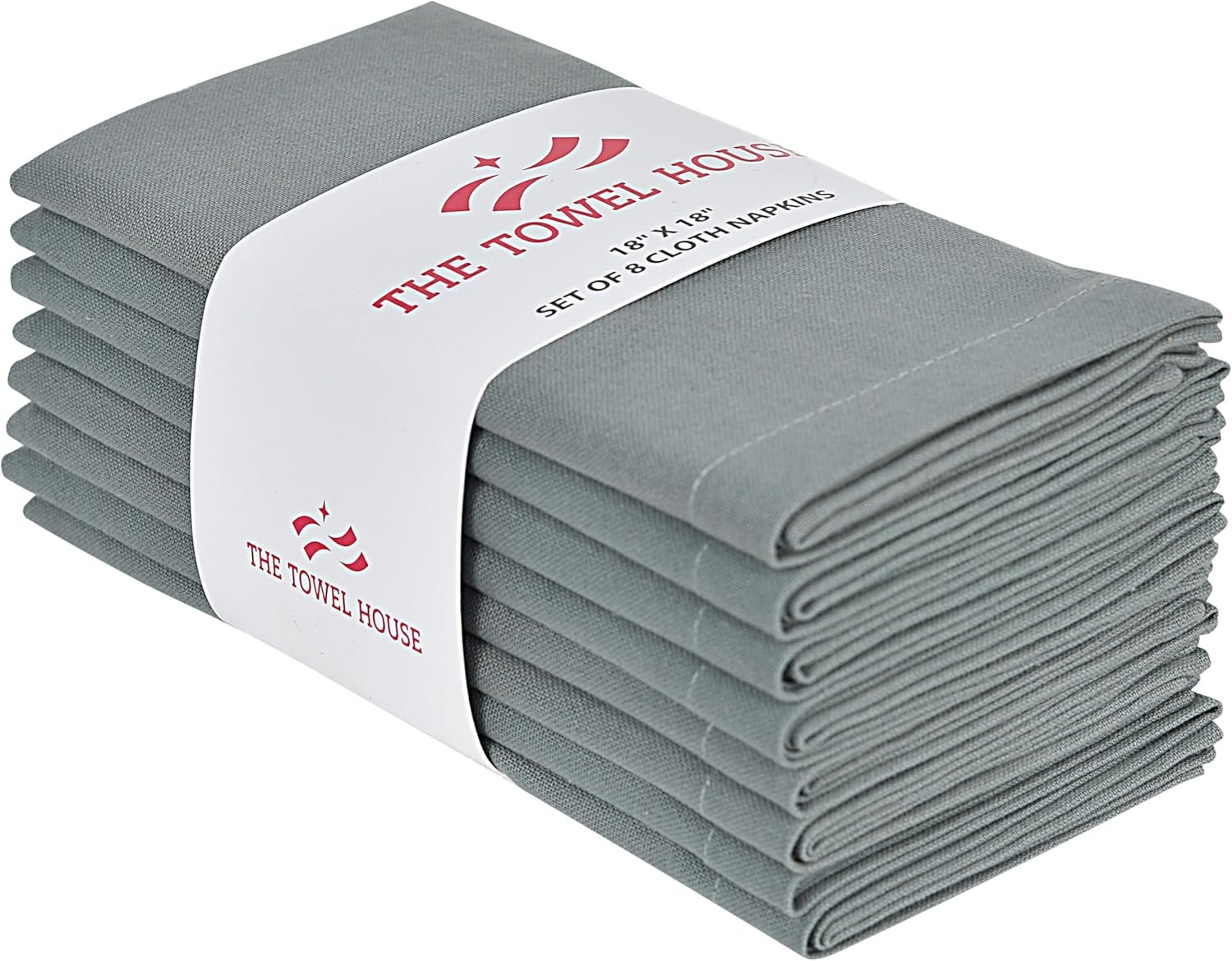 Cotton Premium Dinner Napkins – Mitered Corners, Highly Absorbent and Soft – Perfect for Weddings, Events and Dining – 18×18 Inches, Pack of 8, Grey