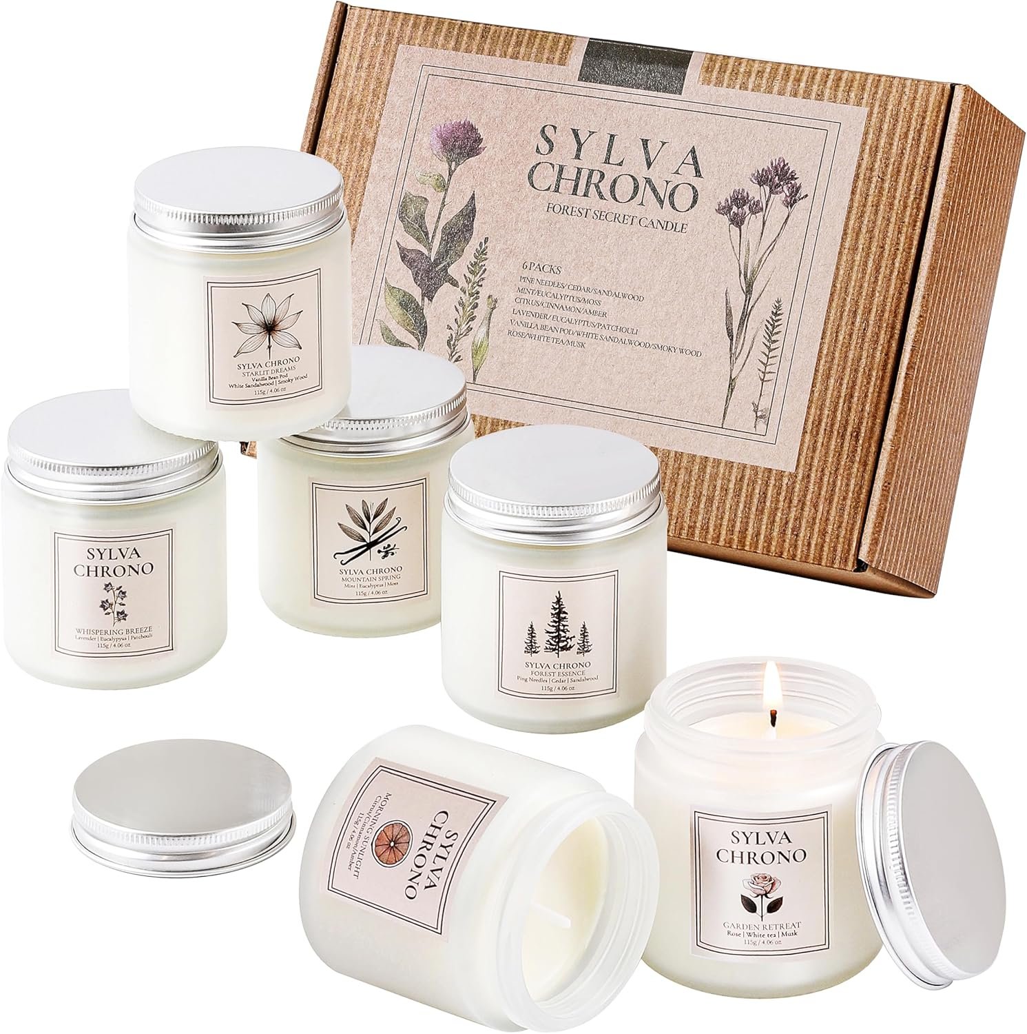 Scented Candle Gift Set for Women, Pet-Friendly 6-Pack Soy Wax Candles, 10% Essential Oils, Quick Diffusion, Long-Lasting Fragrance, 20-24H Burn, Ideal for Yoga, Relaxation, Stress Relief & Home Décor