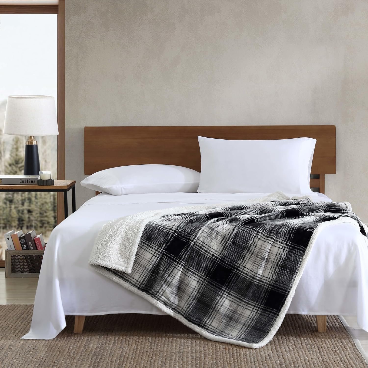 Eddie Bauer – Throw Blanket, Reversible Sherpa Fleece Bedding, Home Decor for All Seasons (Vail Plaid, Throw)