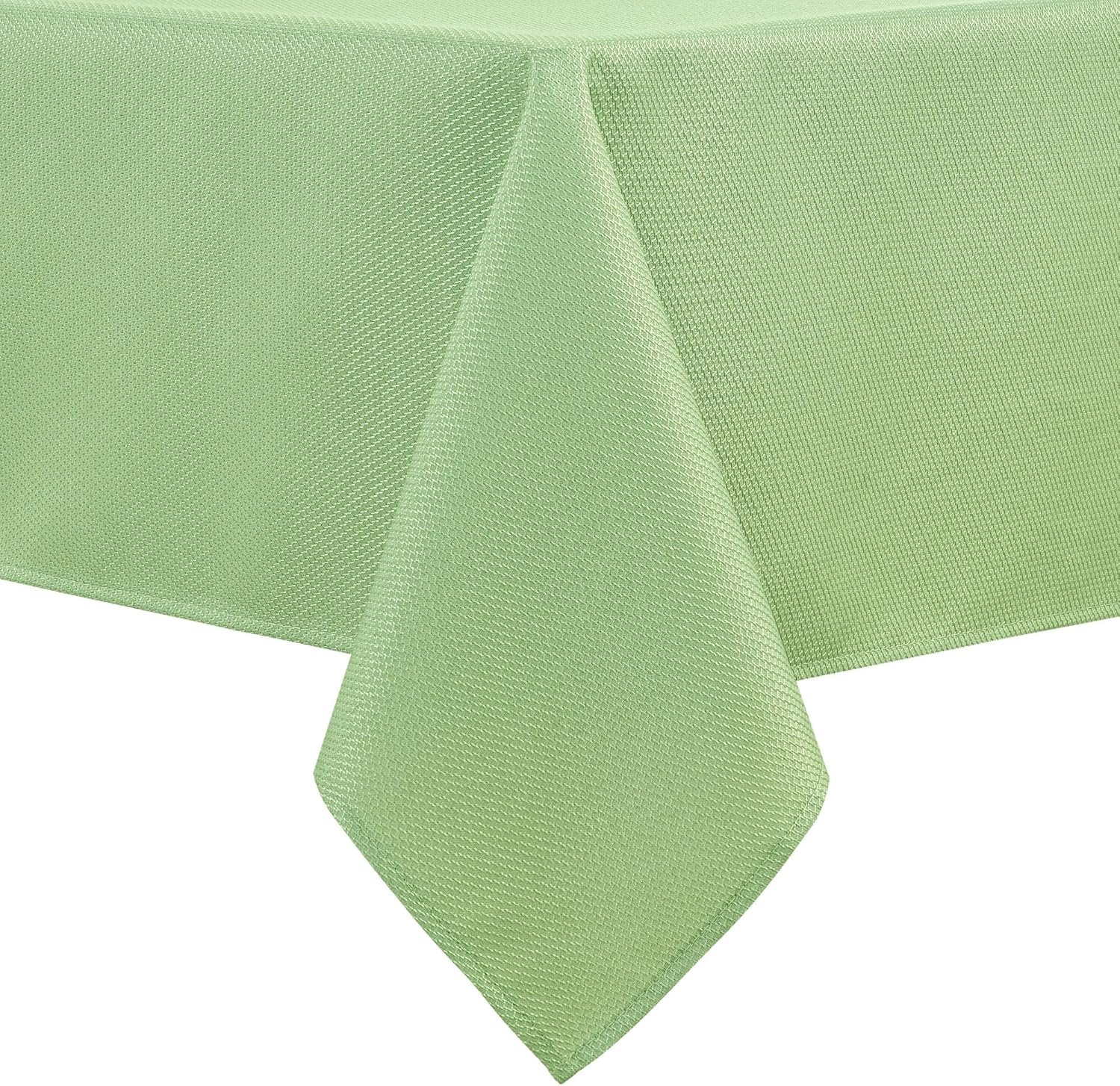 Hiasan 60 X 120 Inch Rectangle Textured Tablecloth – Waterproof Spillproof Antiwrinkle Jacquard Table Cloth for Kitchen and Dining Dinner, Outdoor Picnic, Holiday and Parties, Light Sage Green