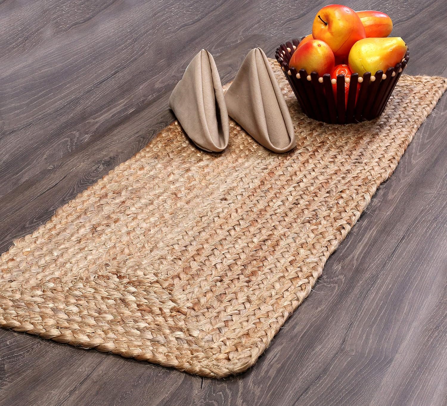 Savi Home Farmhouse Jute Burlap Table Runner 36 Inches Long, Organic Eco-Friendly Rustic Vintage Dining Table Runner, 13×36 Natural Jute Braided Table Runner