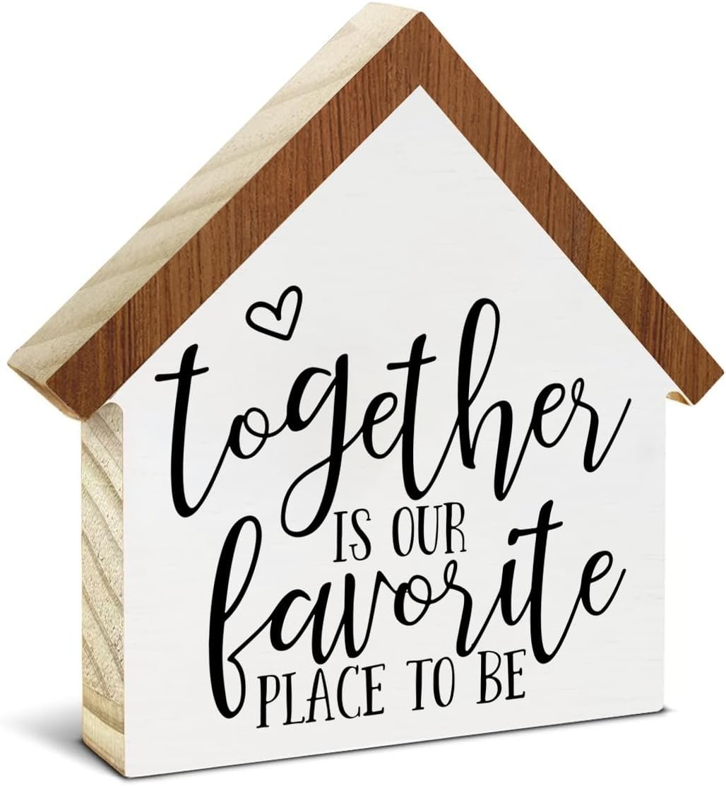 Home Sweet Home Sign Housewarming Gifts New House Decor New Homeowner Gifts Together Is My Favorite Place To Be House Shaped Wooden Block Sign for Farmhouse Office Living Room Tabletop