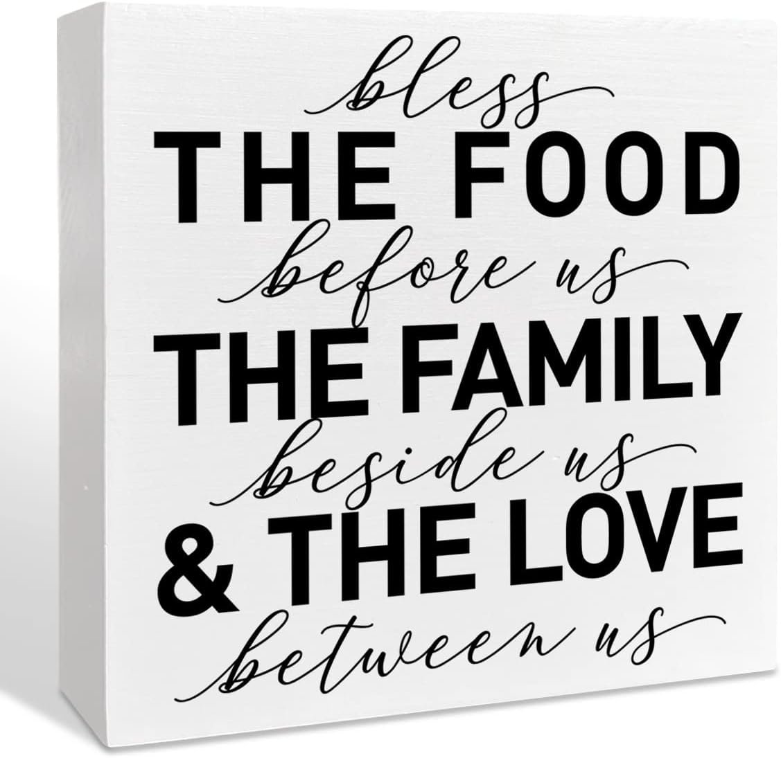 Farmhouse Kitchen Wooden Box Sign, Bless The Food Before Us, Inspirational Kitchen Desk Counter Decor, Motivational Dinning Room Cabinets Decoration, Kitchen Gifts for Women Men Mom Couples