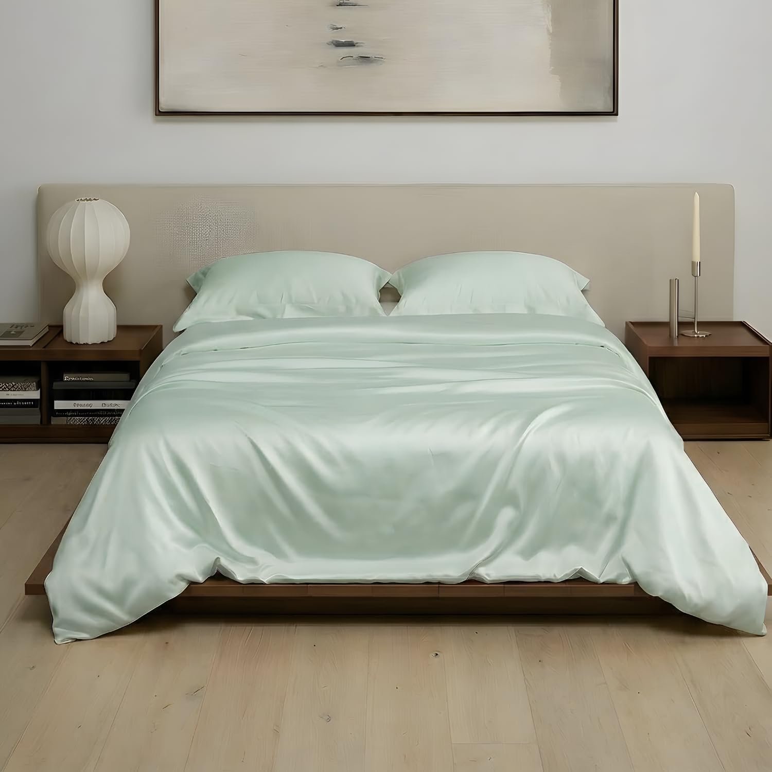 100% Eucalyptus Tencel Duvet Cover King, Luxury Cooling Comforter Cover Set, 4 Corner Loops, 1 Oversized Hotel Duvet Cover, 2 Shams, Silky Soft, Lightweight (Sea Green, 3PC King)