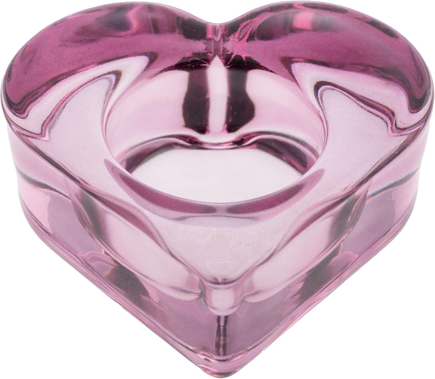 Karma, Glass Heart Tealight Holder, Chunky Glass Candle Holder Votive for Home and Party Decor, Wedding Table Centerpiece, Purple
