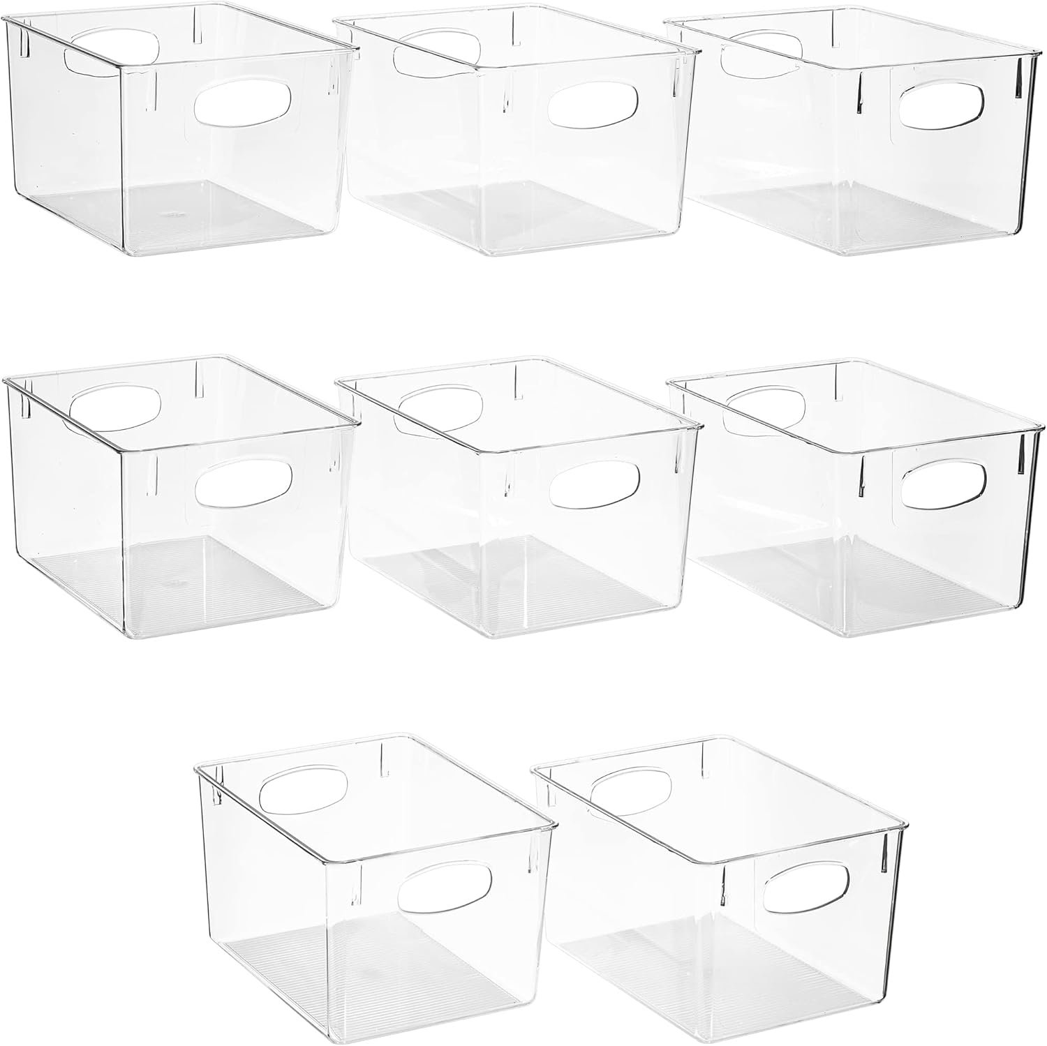 Sorbus Large Clear Plastic Storage Bins for Shelves, Clothes, with Handle – Clear Storage Bins, Drawer, Shelf, Closet, Pantry, Fridge, Freezer Organizer Bins, Closet Organizers and Storage (8 pack)