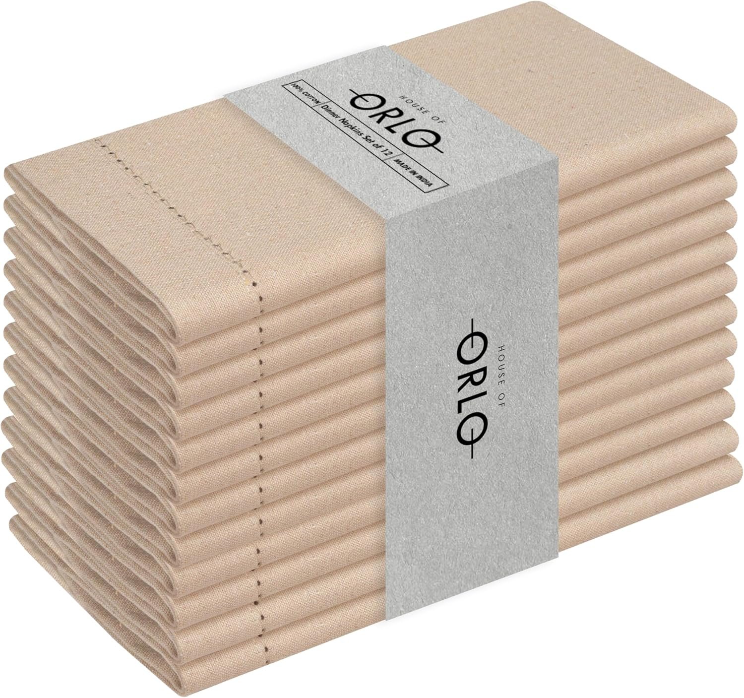 Beige Dinner Cloth Napkins, 18×18 inch, 100% Cotton, Soft, Durable, Absorbent, Reusable, Washable Napkins, Set of 12, Perfect for Thanksgiving, Wedding, Fall, Baby Shower, Everyday Use