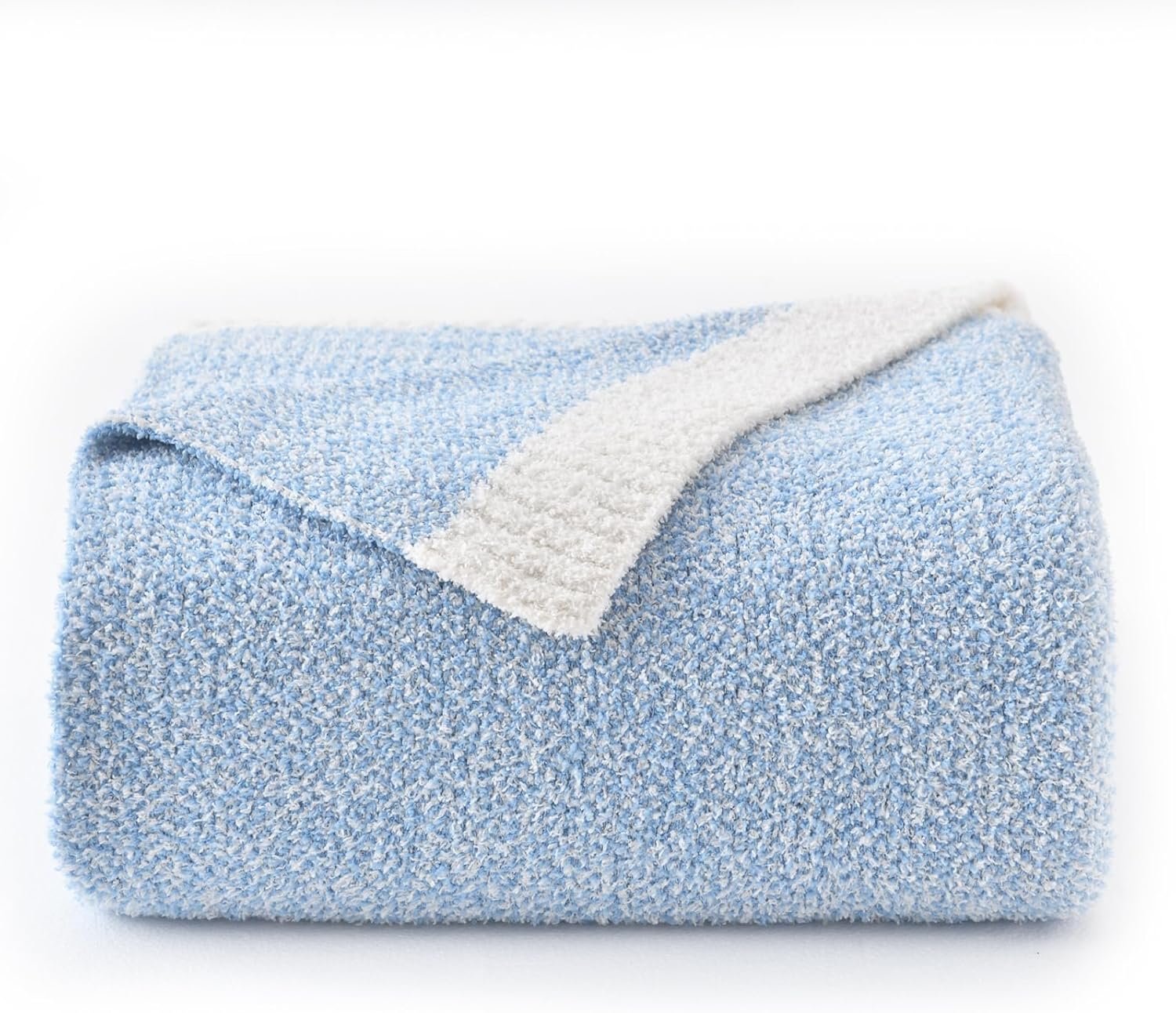 Cozy Knit Throw Blanket, Soft Washable Knitted Blanket for Bed Couch Boucle Feather Oversized Coastal Blanket Indoor Outdoor Chunky Knit Blankets (Blue, Throw 50″x 60″)